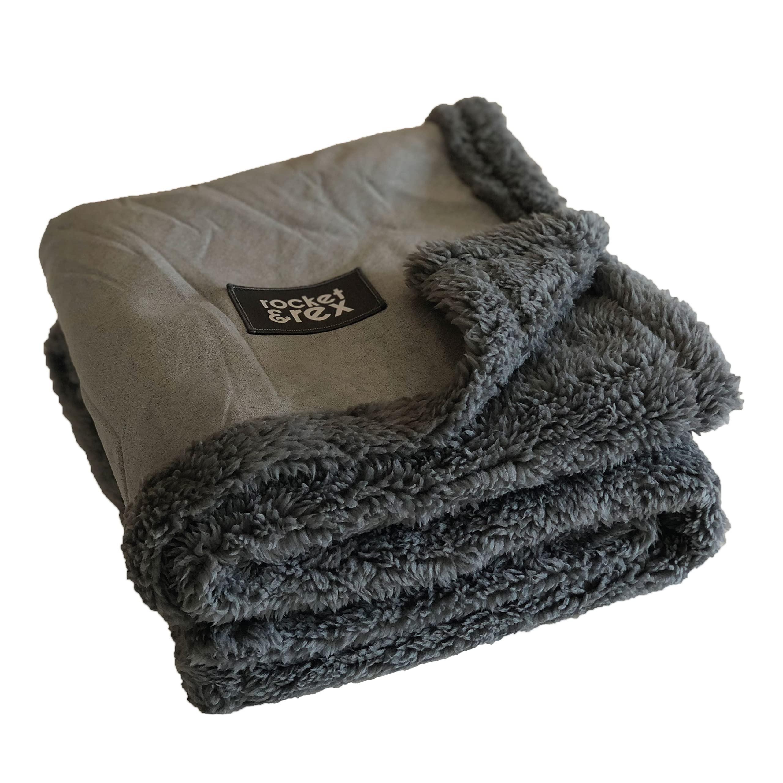 Rocket & Rex Medium Waterproof Dog Blanket, Grey, Washable Waterproof Pet Blanket Protects Beds, Couches & Other Furniture, Premium Fleece Fabric With Reversible Faux Suede, 30' X 40' (Pack Of 1)