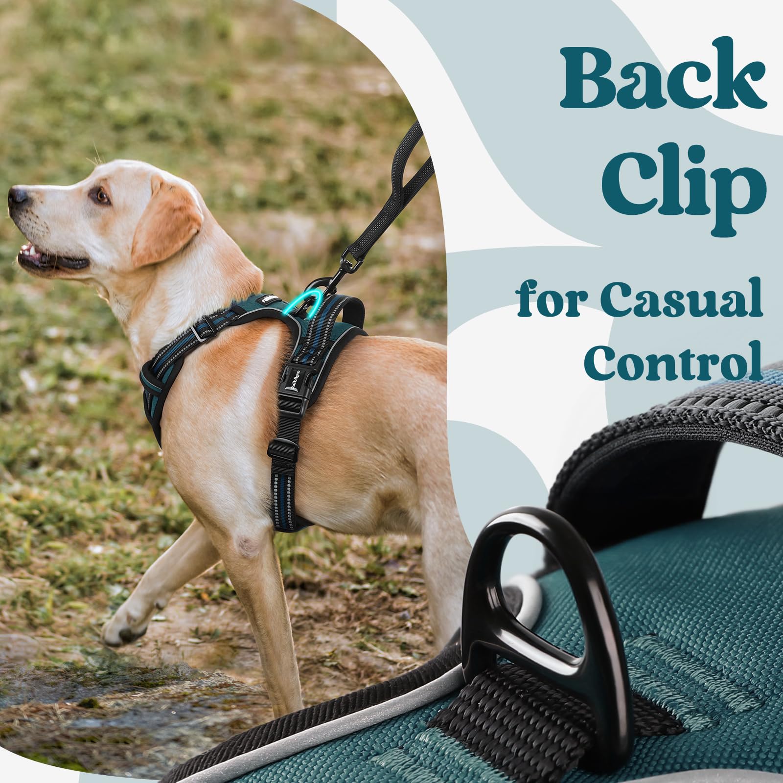 Rabbitgoo Dog Harness For Large, No Pull Pet Harness With 3 Buckles, Adjustable Soft Padded Pooch Vest With Instant Control Hand