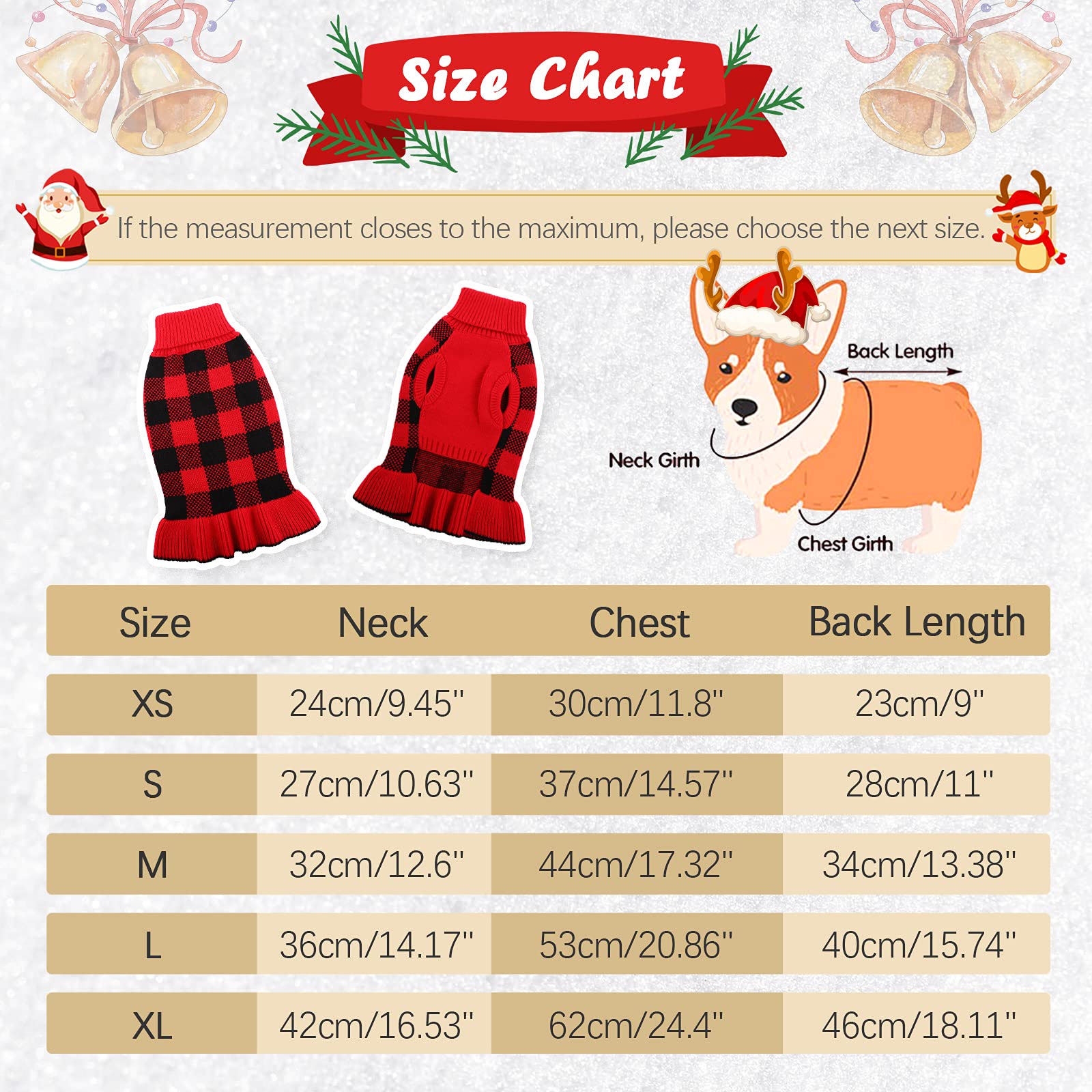 Qbleev Medium Dog Sweaters For Girls & Puppies - Plaid & Turtleneck Designs, Warm Winter & Fall Dog Sweaters For Dogs & Females
