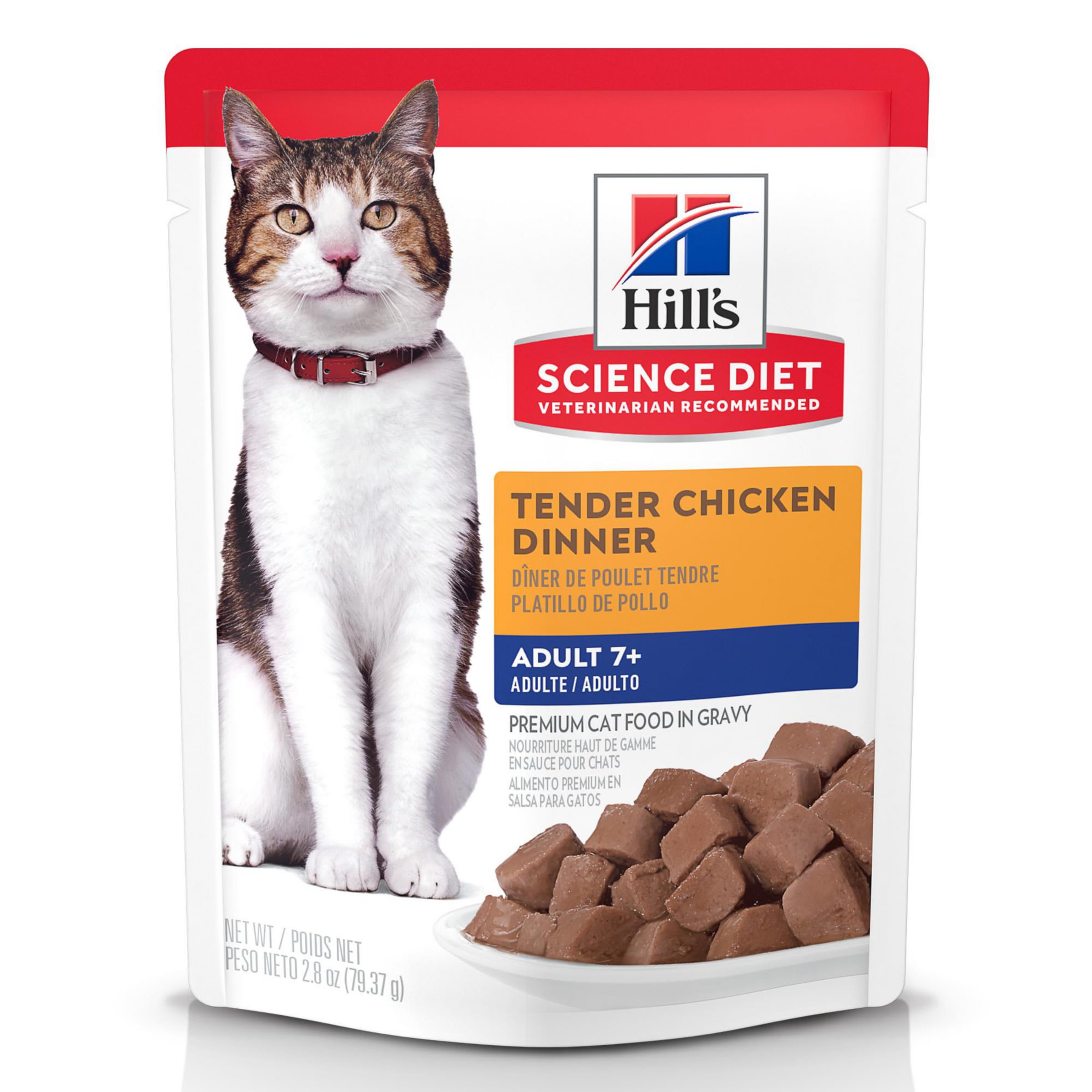 Hills Science Diet Adult 7+, Senior Adult 7+ Premium Nutrition, Wet Cat Food, Chicken Stew, 2.8 oz Pouch, Case of 24