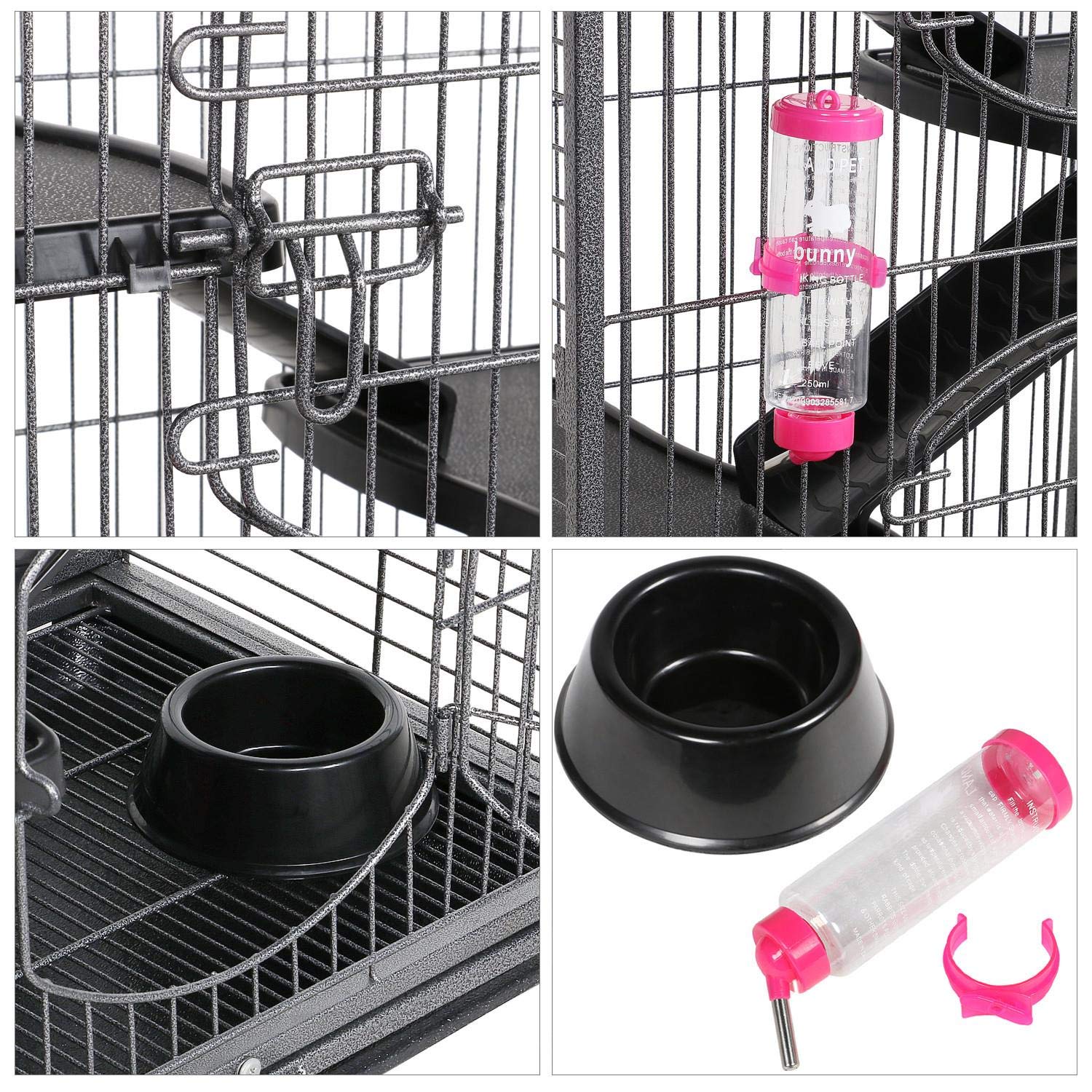 Costoffs 6 Levels Rolling Large Ferret Cage Small Animals Hutch For Ferret Chinchilla Rabbit Rat Squirrels With 3 Front Doors & Pet Bowl & Water Bottle