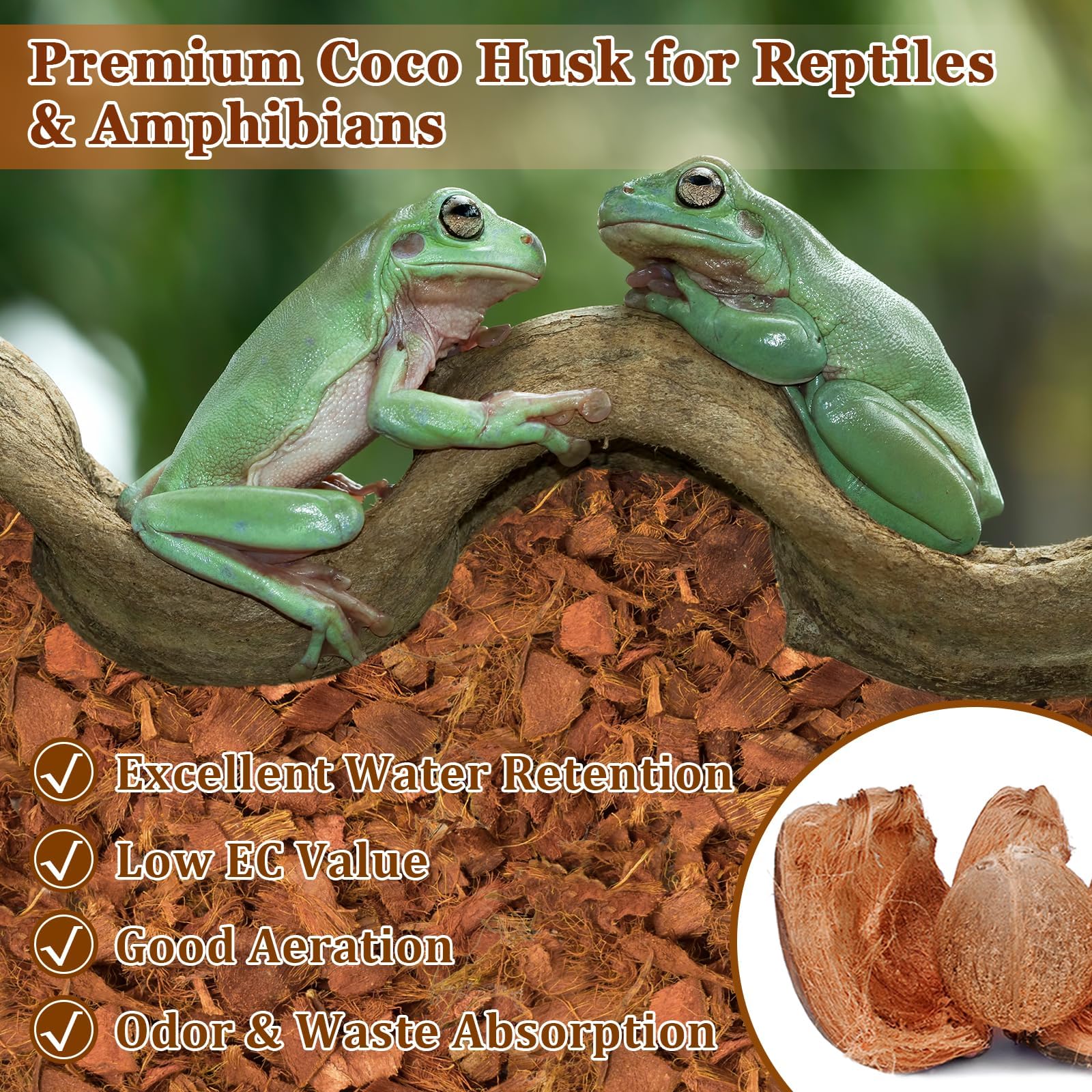 Halatool 10Lb Coconut Chips Substrate For Reptiles 72Qt Natural Coco Husk Snake Bedding For Ball Python Coco Coir Chip Terrarium