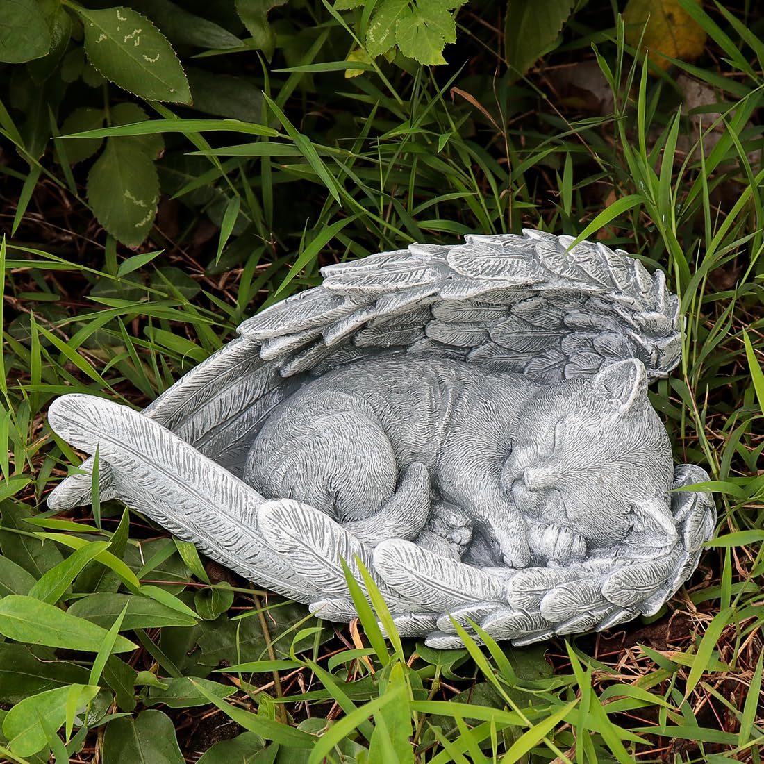 Pet Memorial Stone, Cat Memorial Stone, Cat Stepping Stone, Pet Angel Wing Sleeping Cat Memorial Stone, Cat Memorial Garden Stat