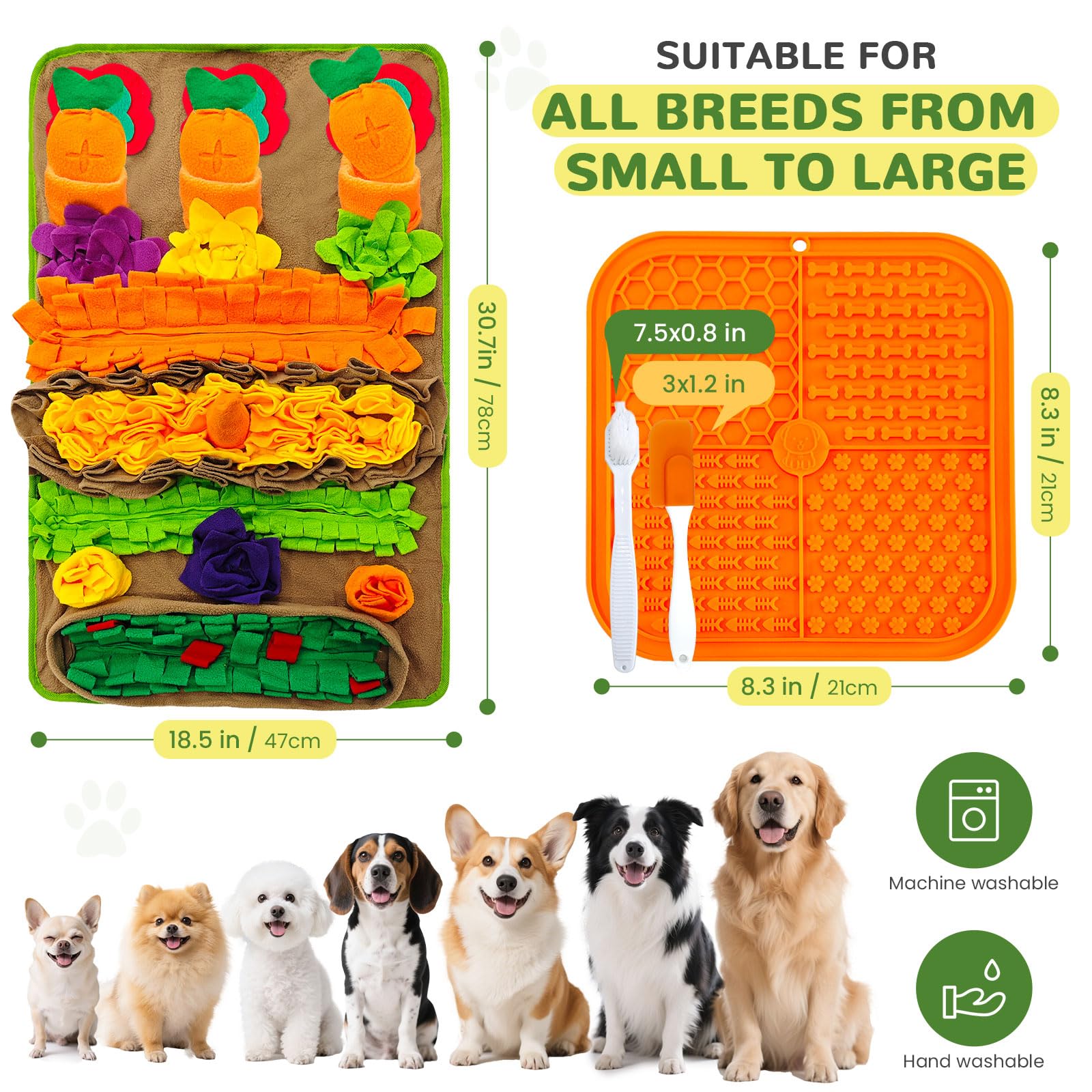 UETZLTB Snuffle Mat for Dogs Large Breed and Lick Mat Set, Interactive Dog Enrichment Puzzle Toys for Puppy Small Medium Large D