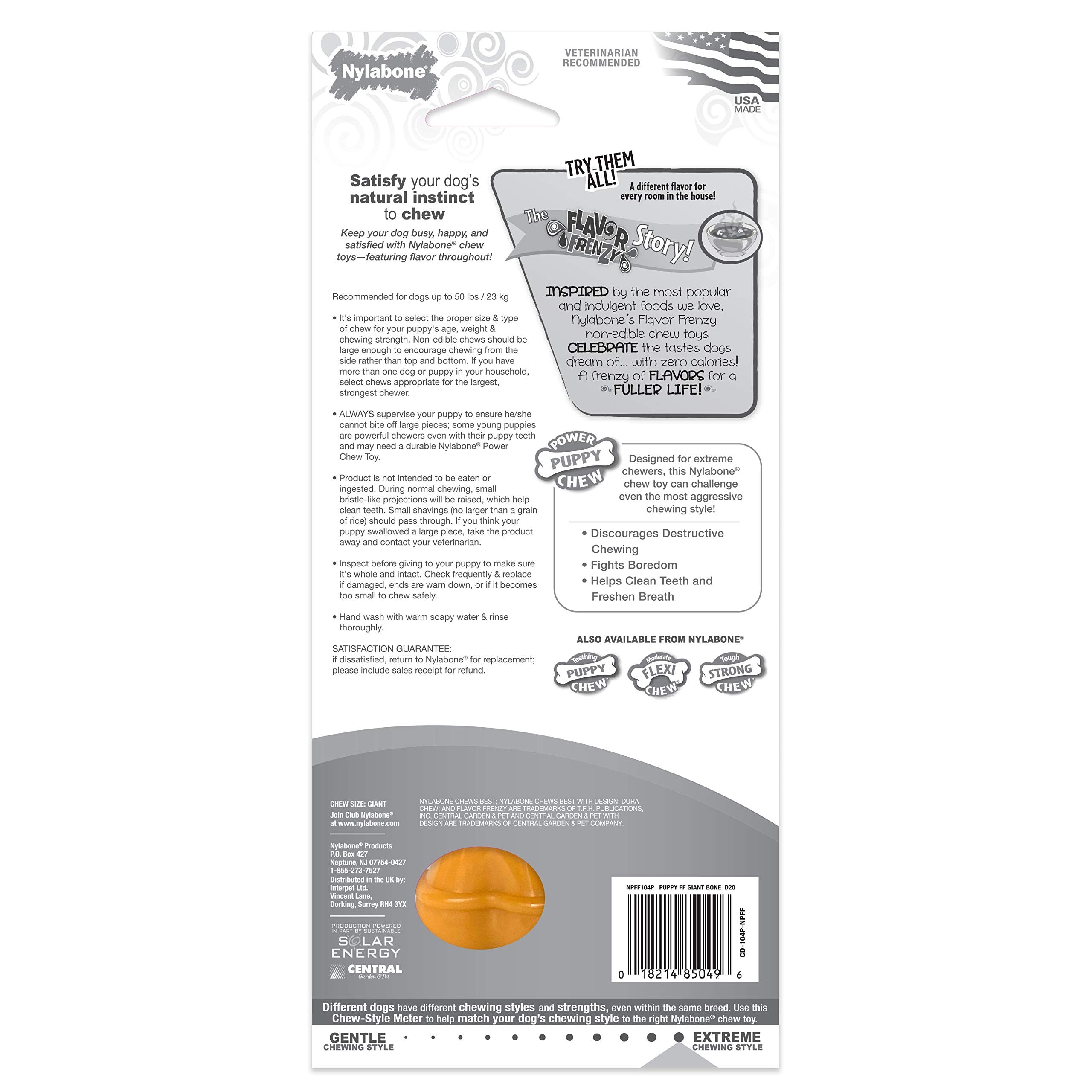 Nylabone Puppy Power Chew Toy - Tough And Durable Puppy Chew Toy For Teething - Puppy Supplies - Beef Broth & Vegetable Flavor, Small (1 Count)