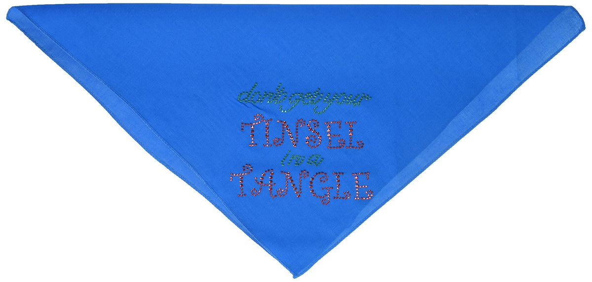 Christmas Pet and Dog Bandana Rhinestone, &quot;Don't Get Your Tinsel In A Tangle&quot; Turquoise Small