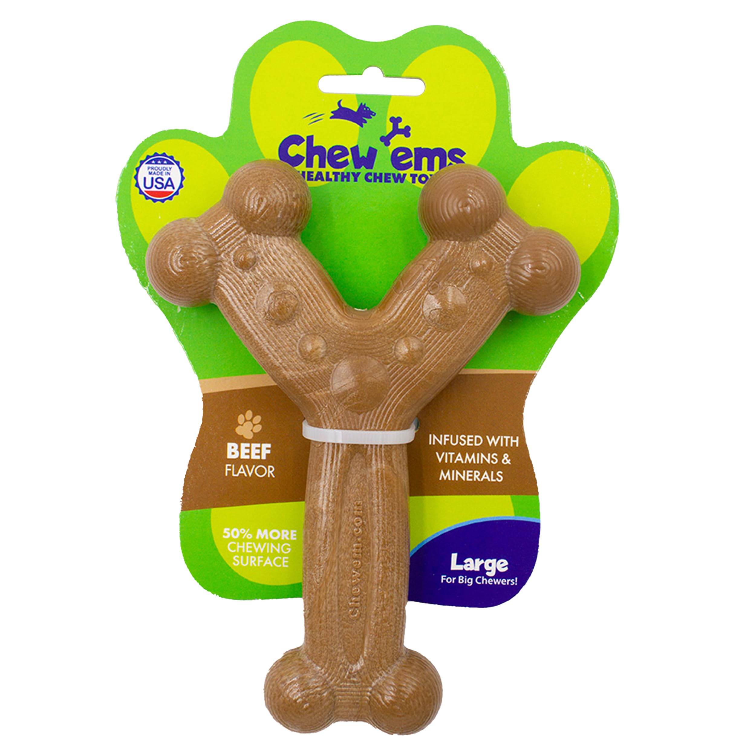 Chew'Ems Durable Chewy Dog Toys | Long-Lasting & Flavorful Chew Dog Toys, Large Dog Breeds | Beef-Flavored, Large Dogs
