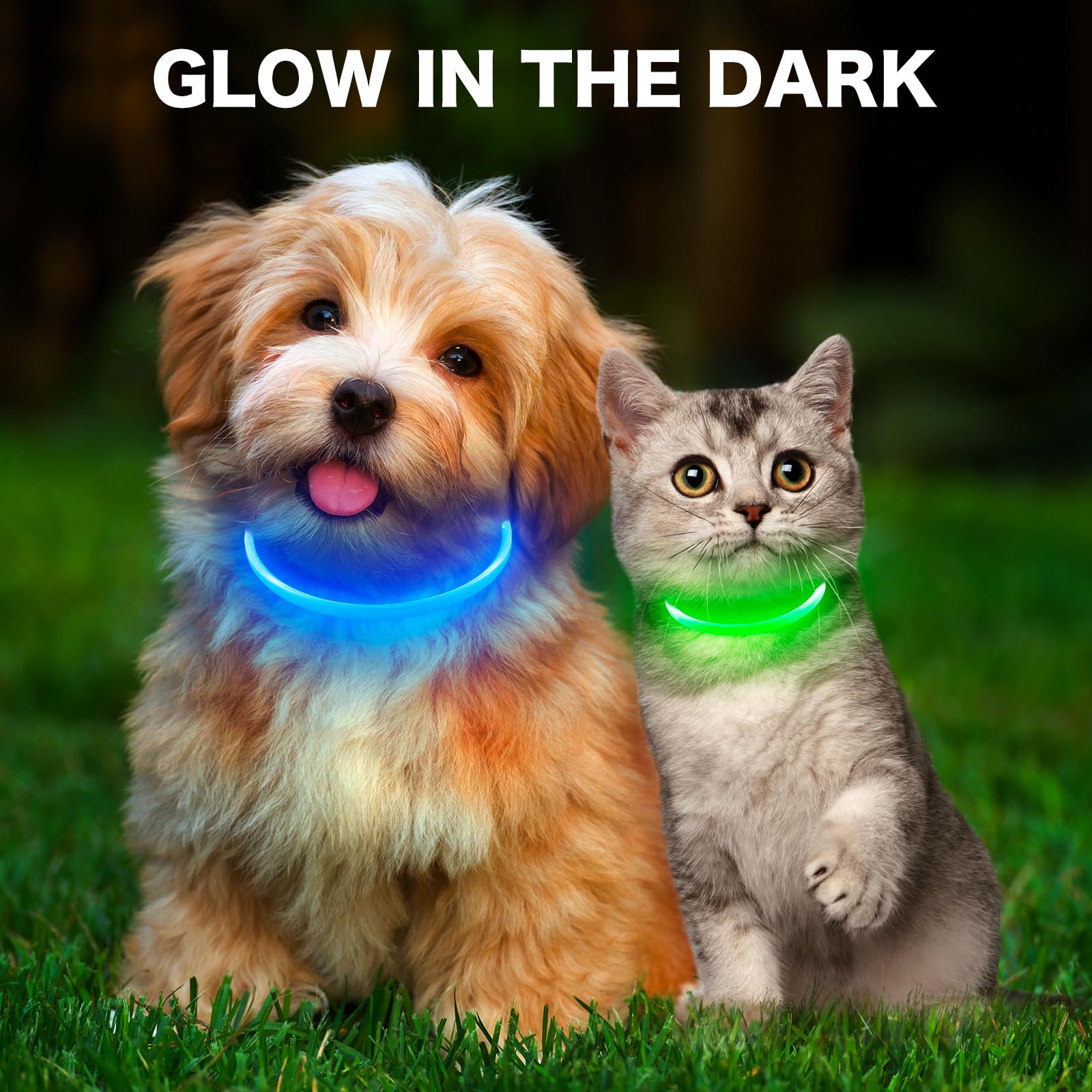 Bseen Light Up Dog Collar, Rechargeable Led Puppy Collar Waterproof Glowing Pet Collar Tpu Cuttable Lighted Dog Collar For Small Medium Large Dogs (Xs- Blue(40Cm))