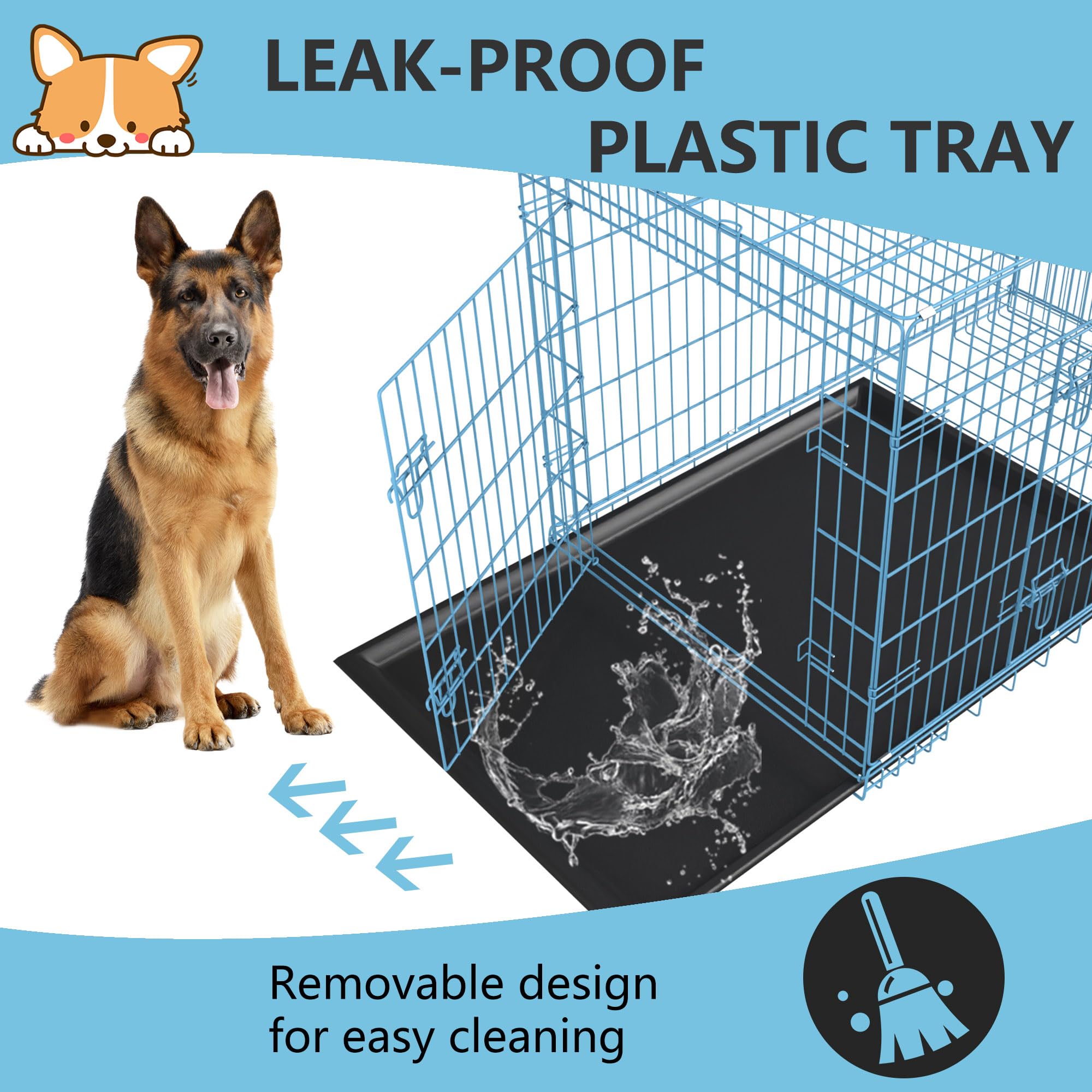Fdw Extra Large Dog Crate Dog Kennel Cage With Double Door,48 Inch Folding Metal Wire Dog Cage With Removable Tray&Divider Panel