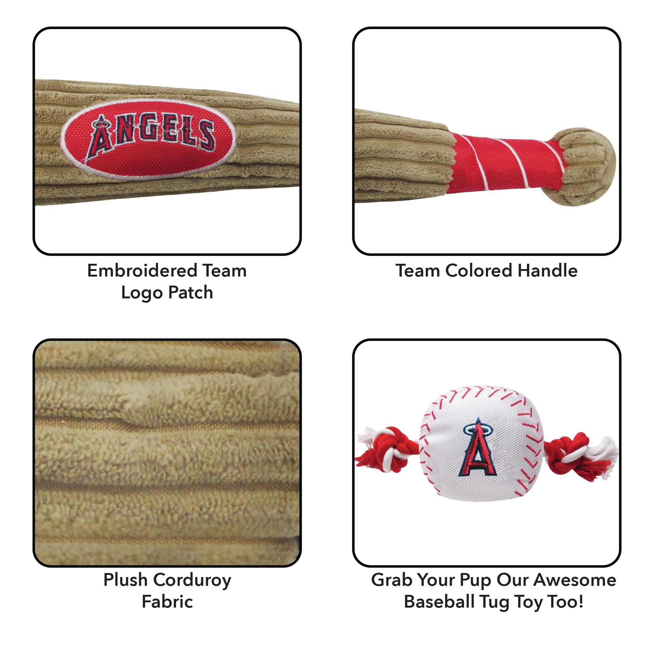 Mlb La Lakers Baseball Bat Toy For Dogs & Cats. Soft Corduroy Plush Dog Toy With Inner Squeaker, Mlb Chew Toys For Dogs Or Cats.