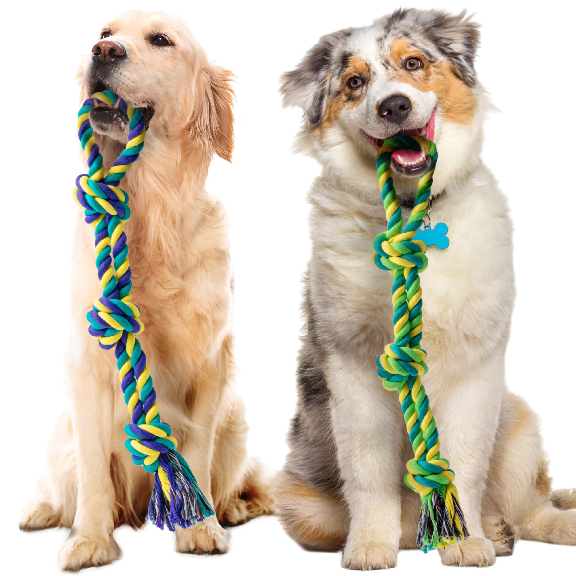 Sharlovy Dog Rope Toy For Medium Dogs, 2 Pack Heavy Duty Dog Chew Toys For Aggressive Chewers, Interactive Tug Of War Dog Toys F