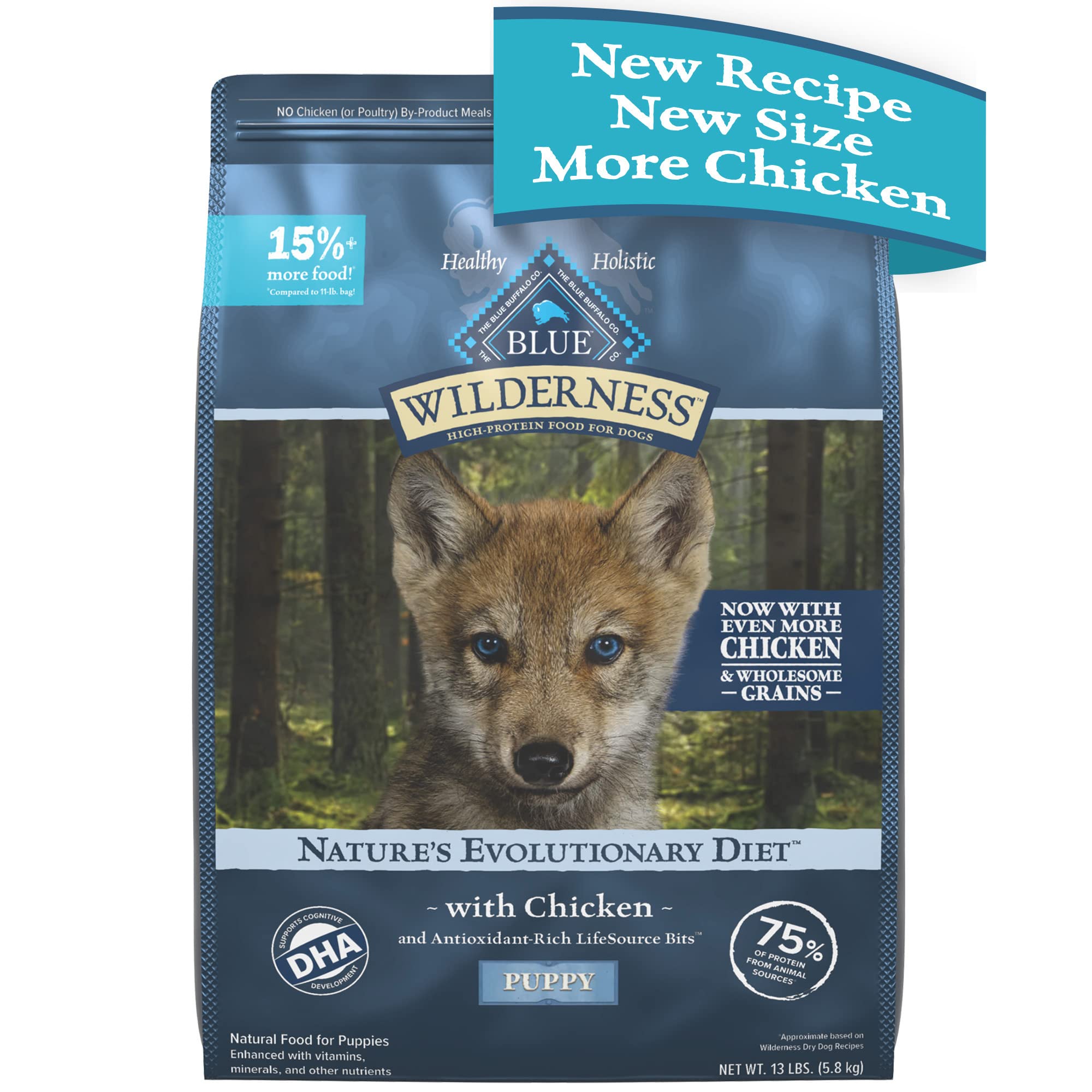 Blue Buffalo Wilderness Puppy High Protein Dry Dog Food With Real Chicken Plus Wholesome Grains, Made in the USA with Natural In