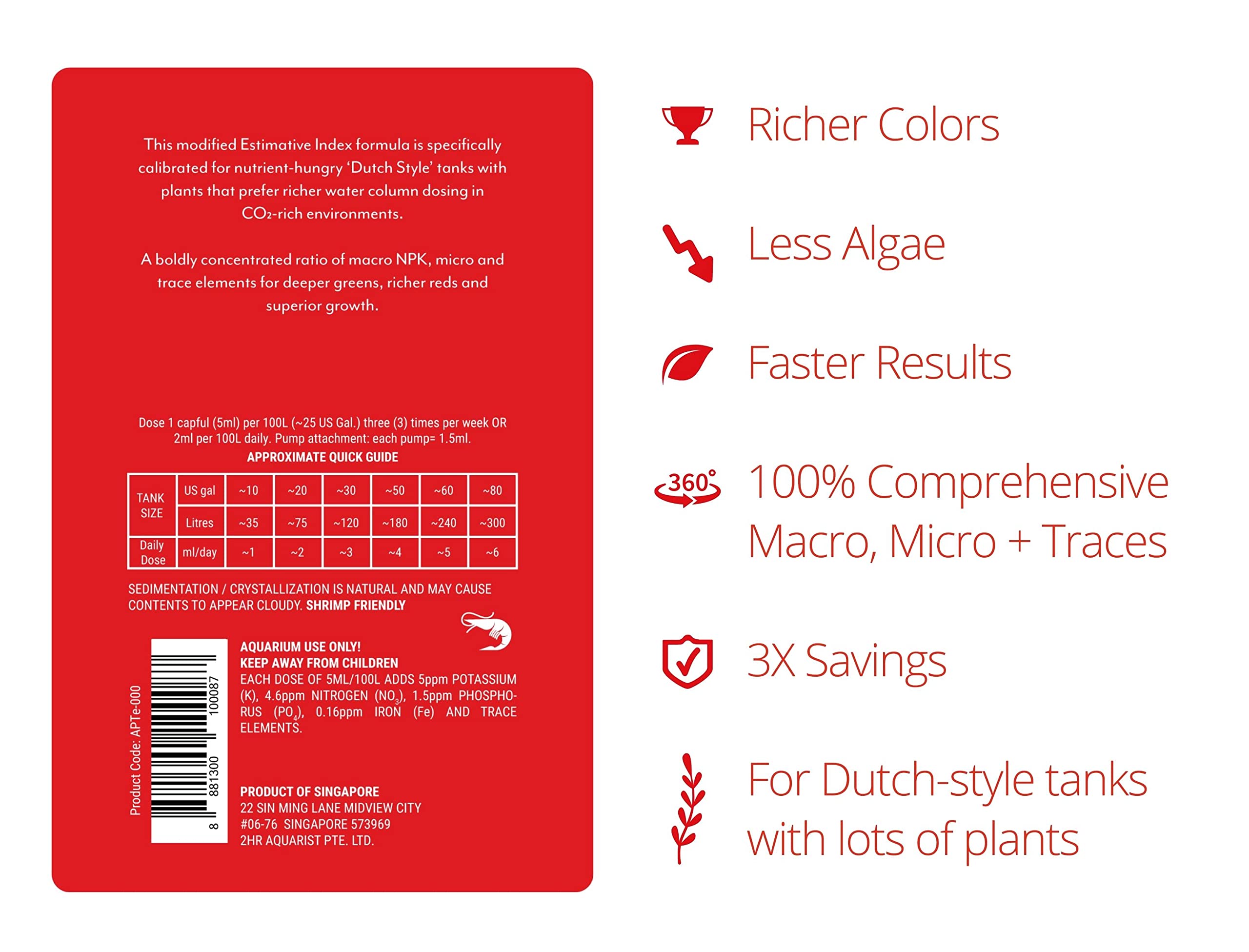 2HR Aquarist All-in-one Aquarium Plant Fertilizer APT E Estimative Index (500ml)