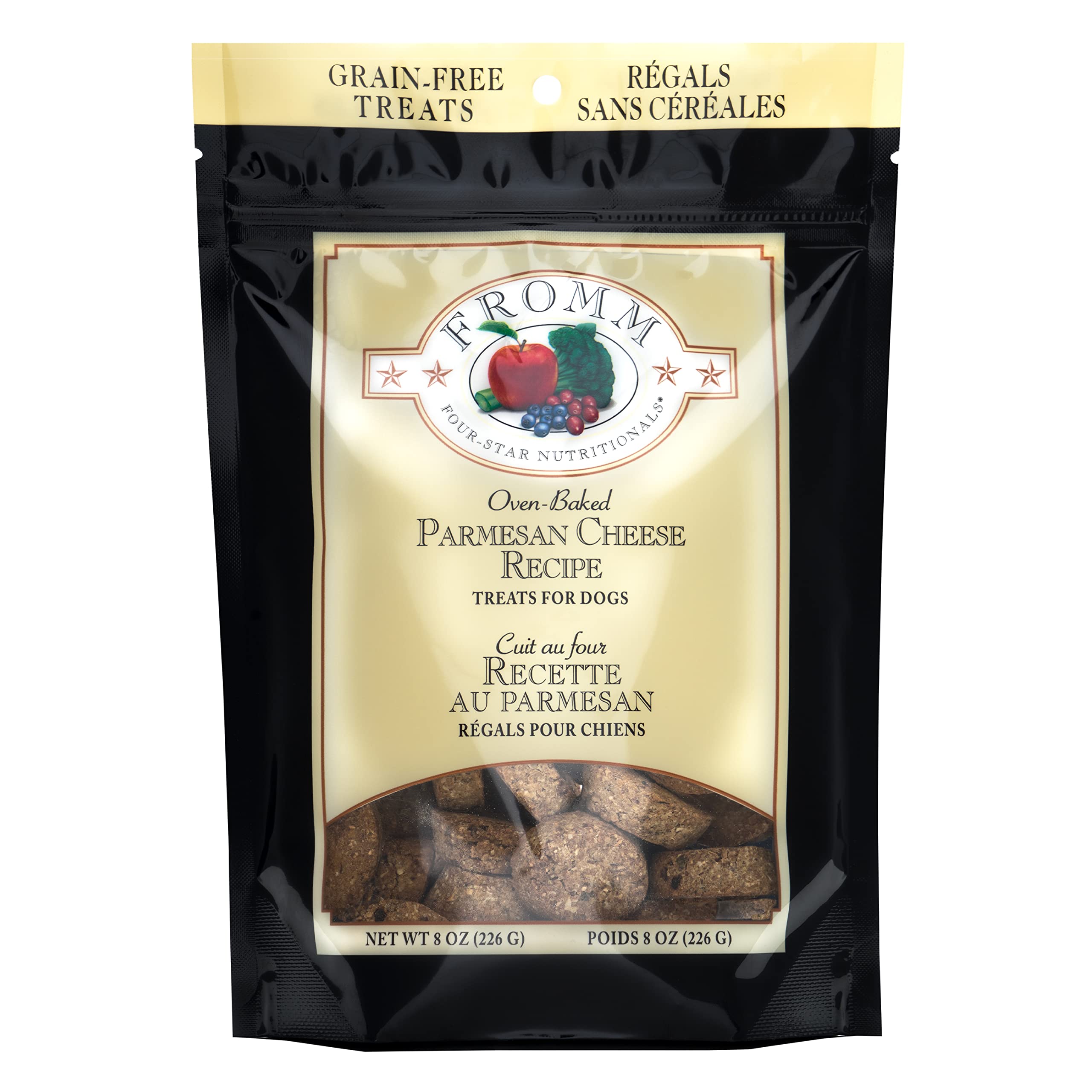 Fromm Four-Star Nutritionals Parmesan Cheese Dog Treats - Premium Oven Baked Dog Snacks - Cheese Recipe - 8 oz