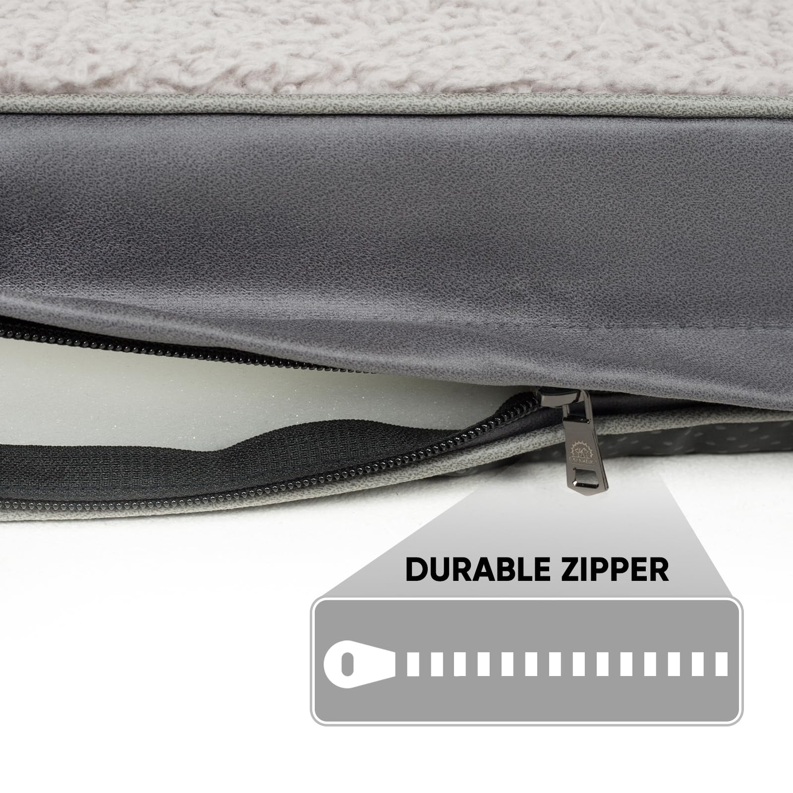 Sunheir Washable Jumbo Extra Large Dog Bed Covers Soft Plush Replacement, Waterproof Dog Bed Liner, Pet Bed Cover With Zipper 47