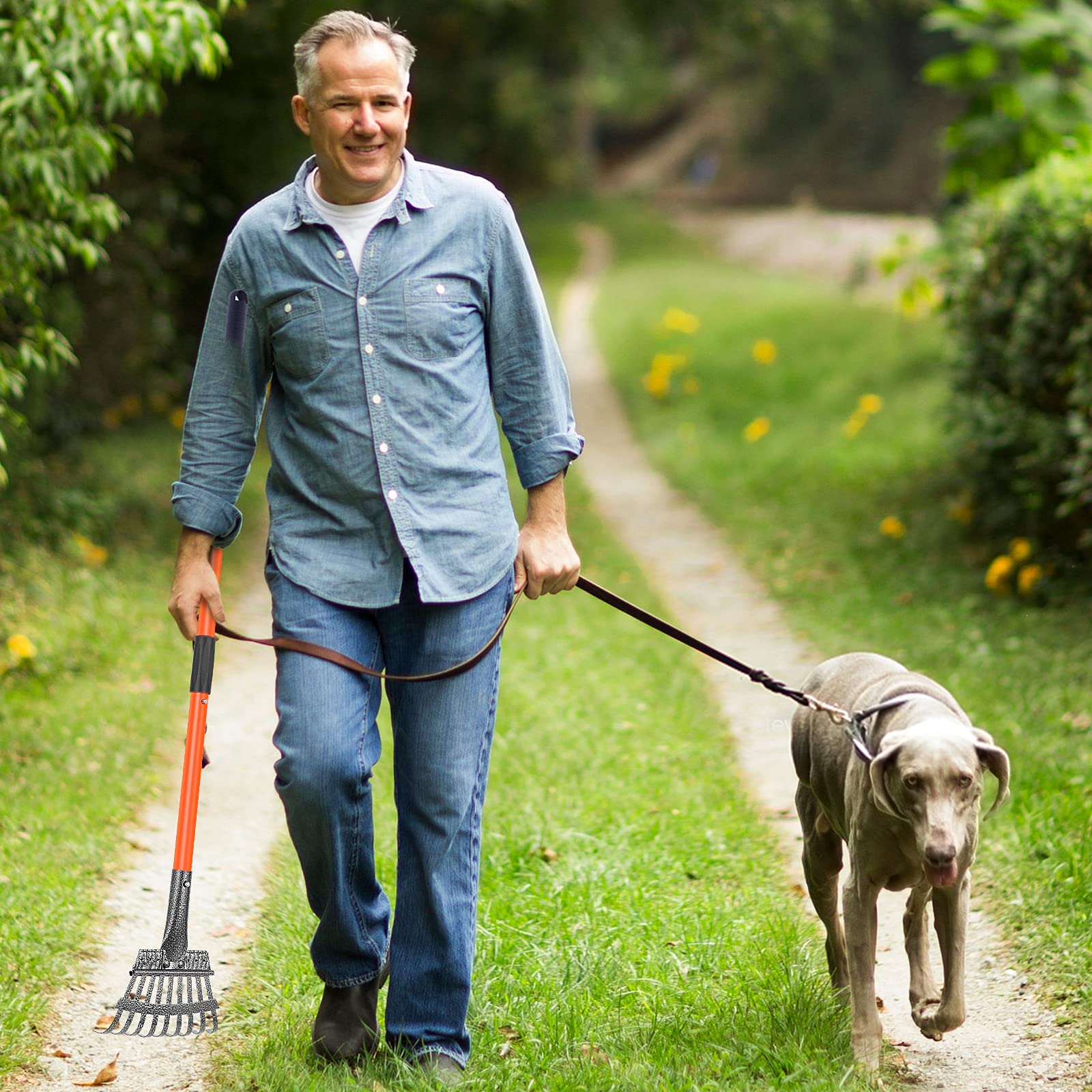 Dog Pooper Scooper, Adjustable Long Handle Metal Tray, Rake And Spade Poop Scooper For Dogs, 3 Pack Poop Scoop Pet Waste Removal Poop Scoop For Large Dogs And Pets, Great For Lawns, Grass, Gravel
