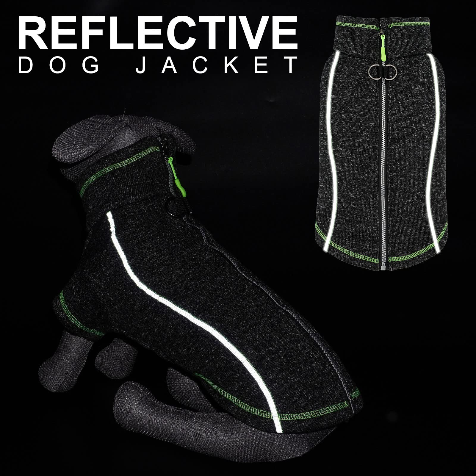 Cyeollo Dog Fleece Jacket With Leash Ring Zipper Jackets Winter Reflective Pet Sweater Dog Clothes Dog Sweaters For Small Dogs Apparel