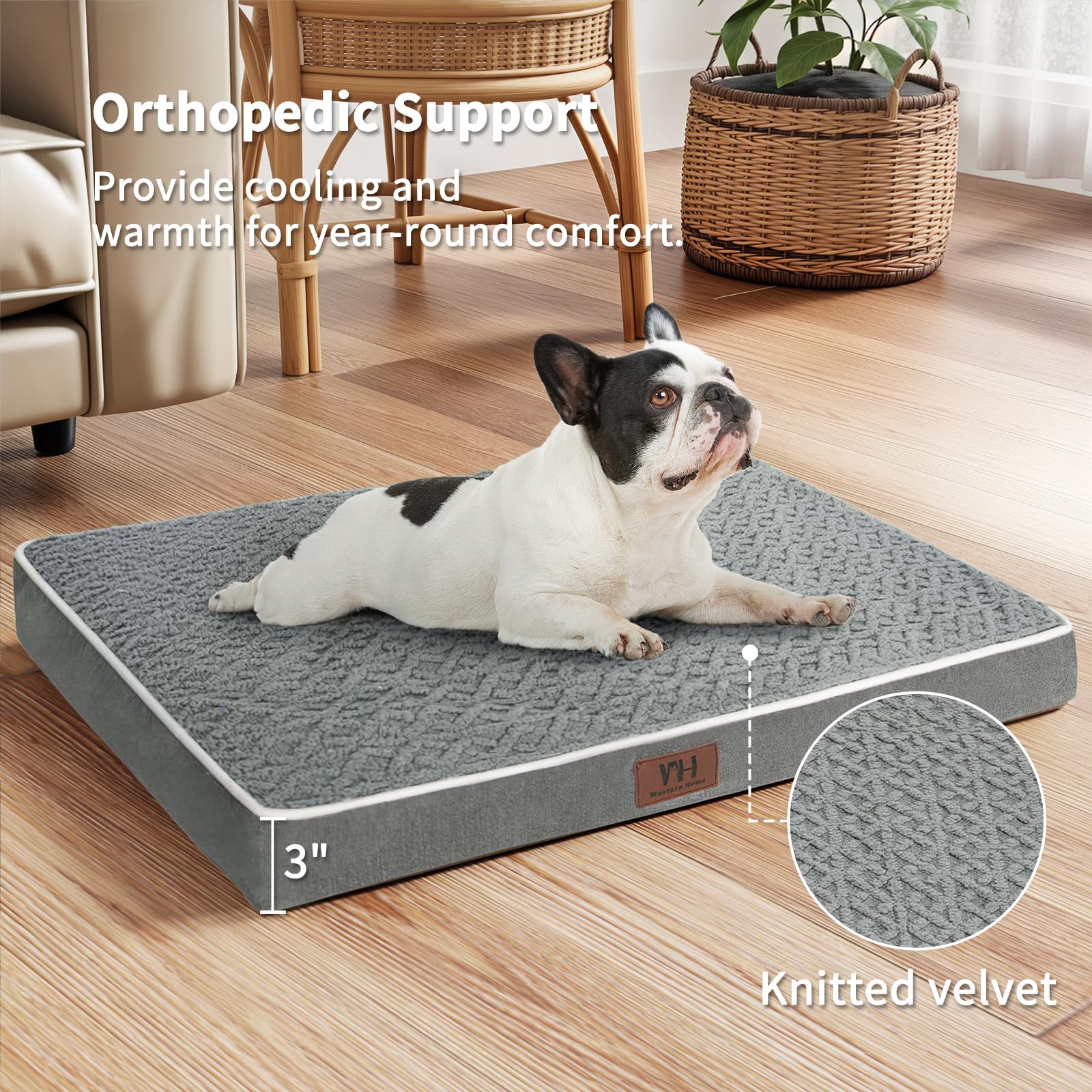 Dog Crate Bed Medium Size Dog Beds,Large Orthopedic Washable Dogs Bed,Waterproof Cover Plush Kennel Comfort Pet Beds Mat,Egg Foa