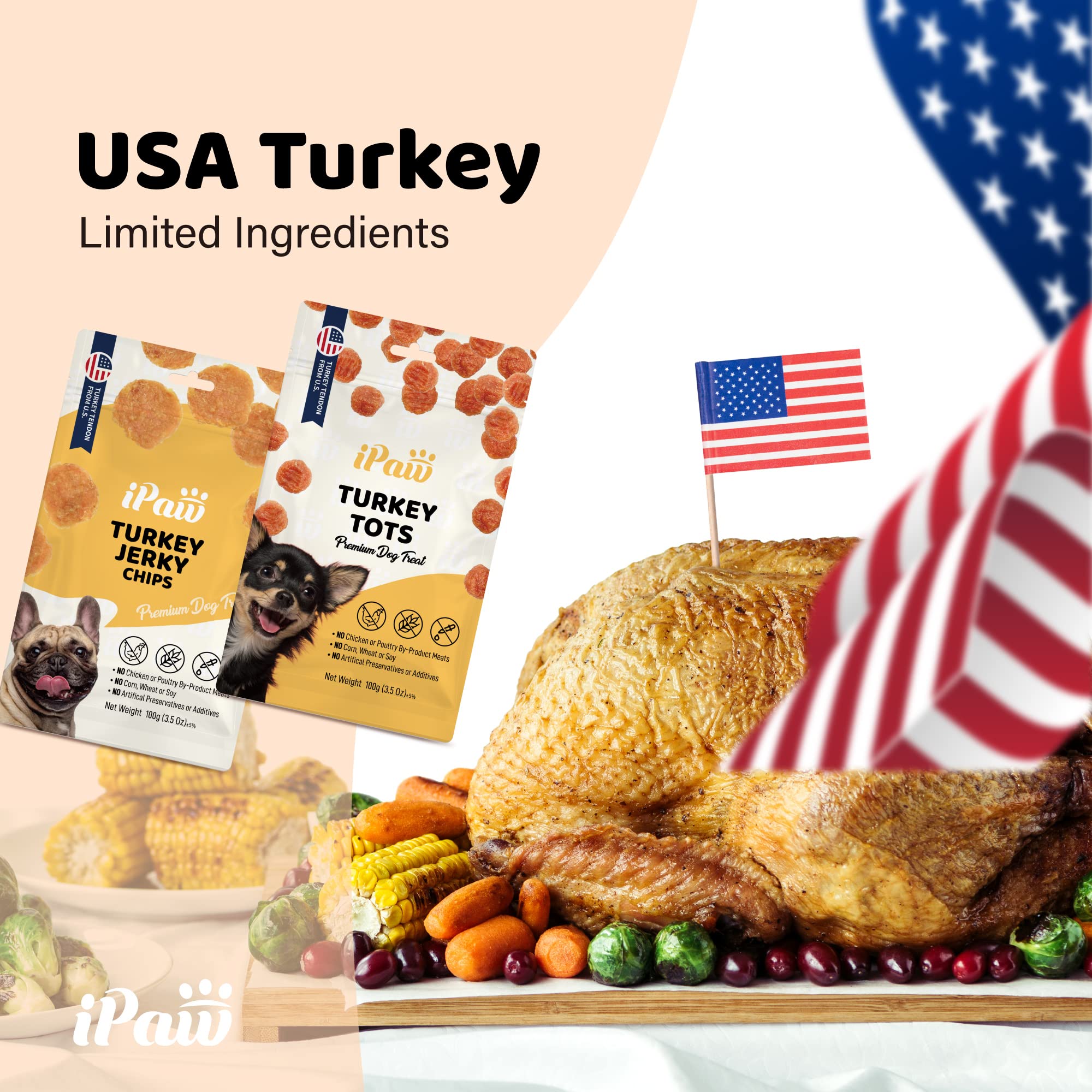 iPaw Turkey Dog Treats for Puppy Training, All Natural, 3.5oz Hypoallergenic, Easy to Digest