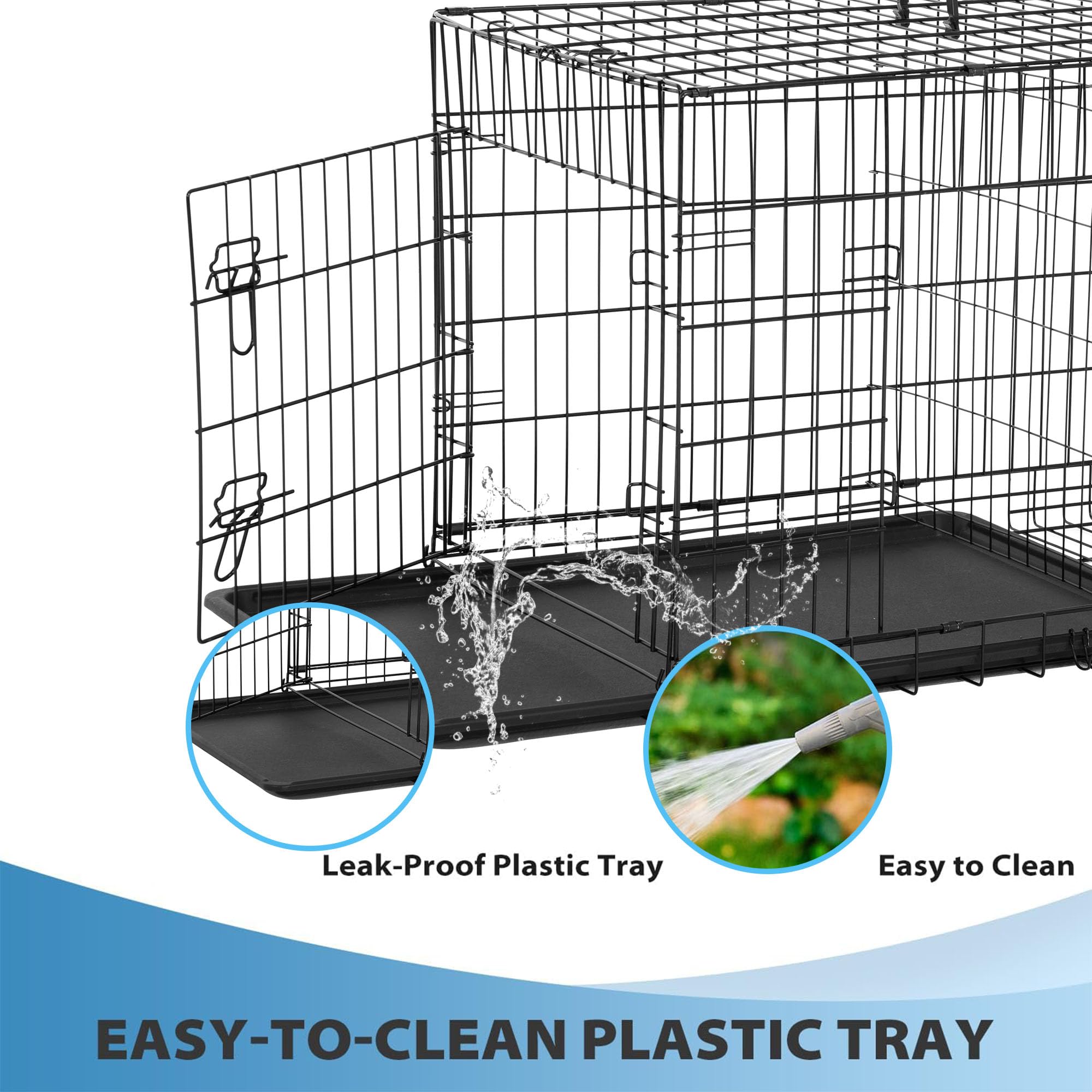 Bestpet 42 Inch Dog Crates For Large Dogs Folding Metal Wire Crates Dog Kennels Pet Dog Cage Crate With Double-Door,Divider Pane