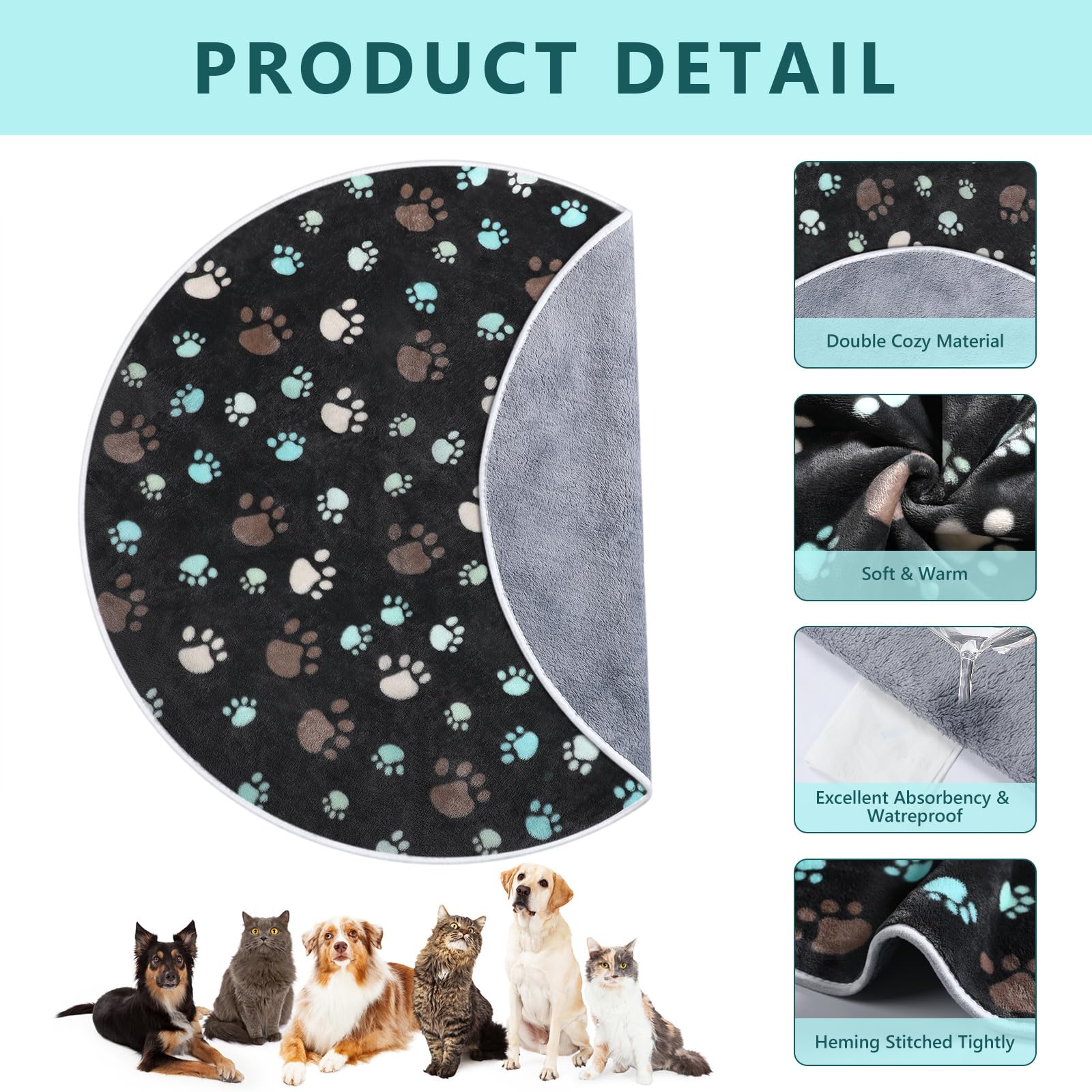 Clysee 4 Pack Washable Whelping Pad Whelping Supplies Absorbent Reusable Puppy Training Pads Reusable Dog Mat for Floor Non Slip