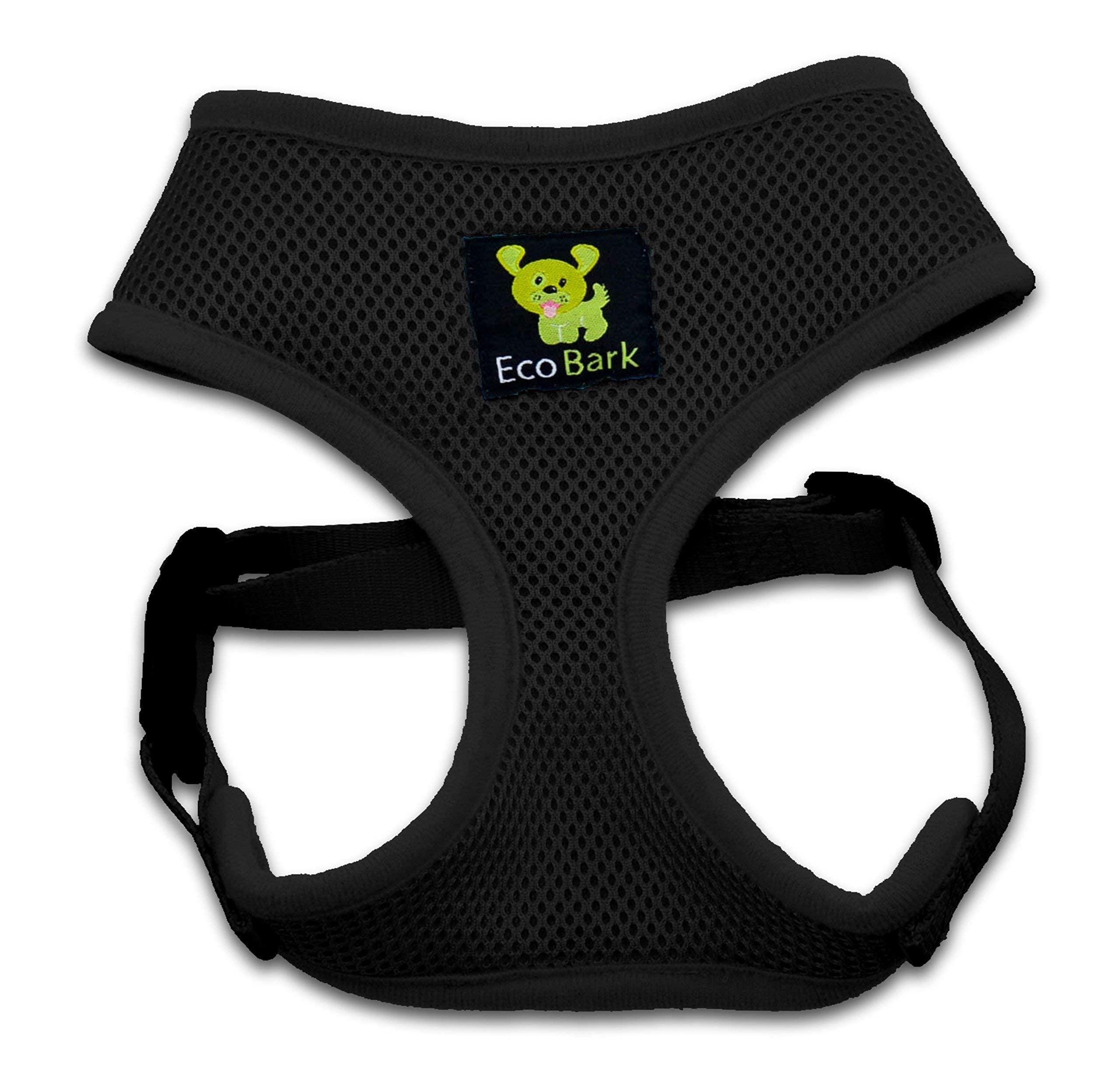Ecobark Dog Harness - Luxurious Soft Mesh - Eco-Friendly Over The Head Vest Harness - No Pull & No Choke Design - Padded Breathable Body Halter - For Large Breeds (Black, Xxl)
