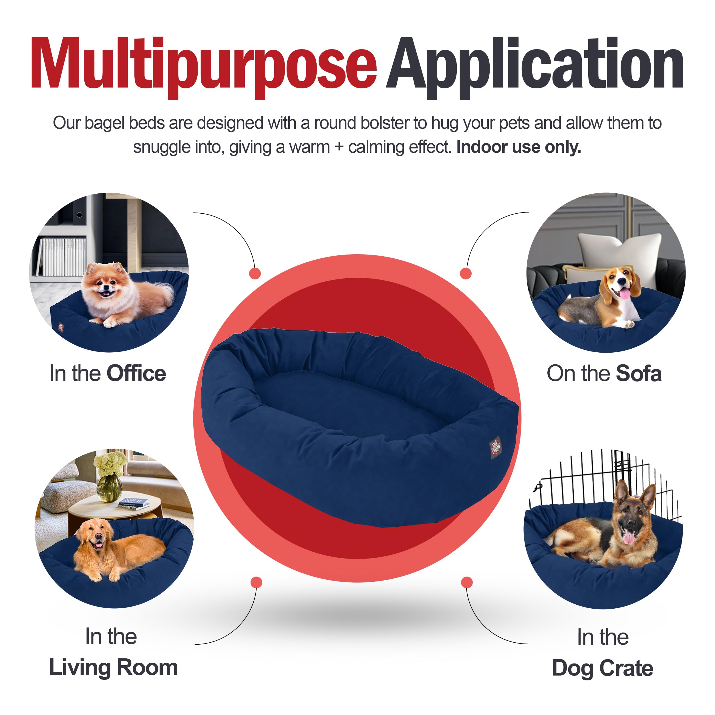 Majestic Pet 32 Inch Suede Shredded Memory Foam Mix Calming Medium Dog Bed Washable 32 x 23 x 7 - Cozy Soft Round Donut Dog Bed