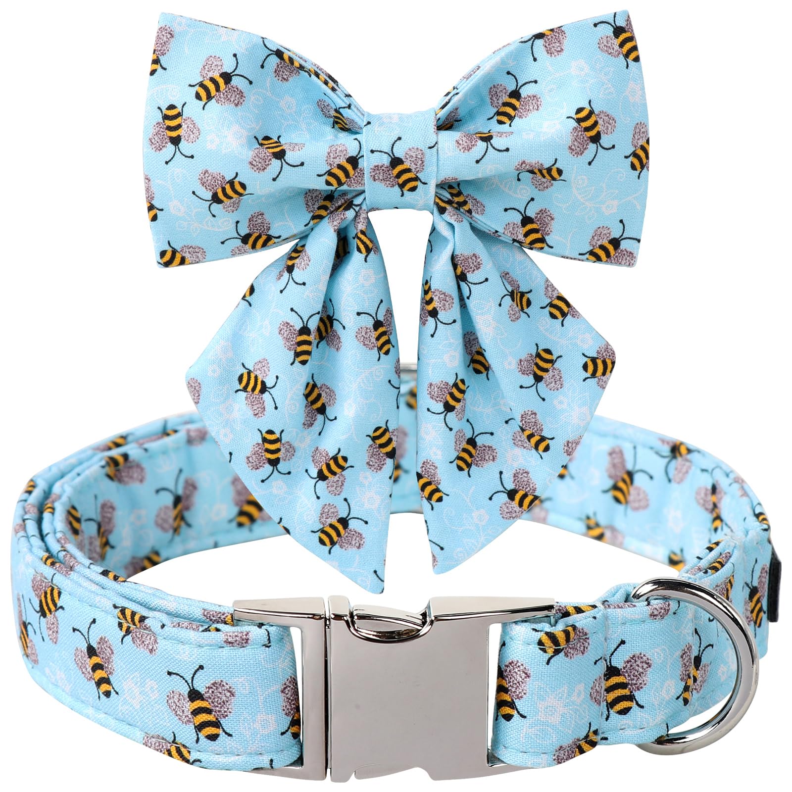 Maca Bates Blue Bee Dog Collar With Bow Bowtie For Dogs Sailor Bow Tie Adjustable Breakaway Cute Collars Accessories Gift For Sm