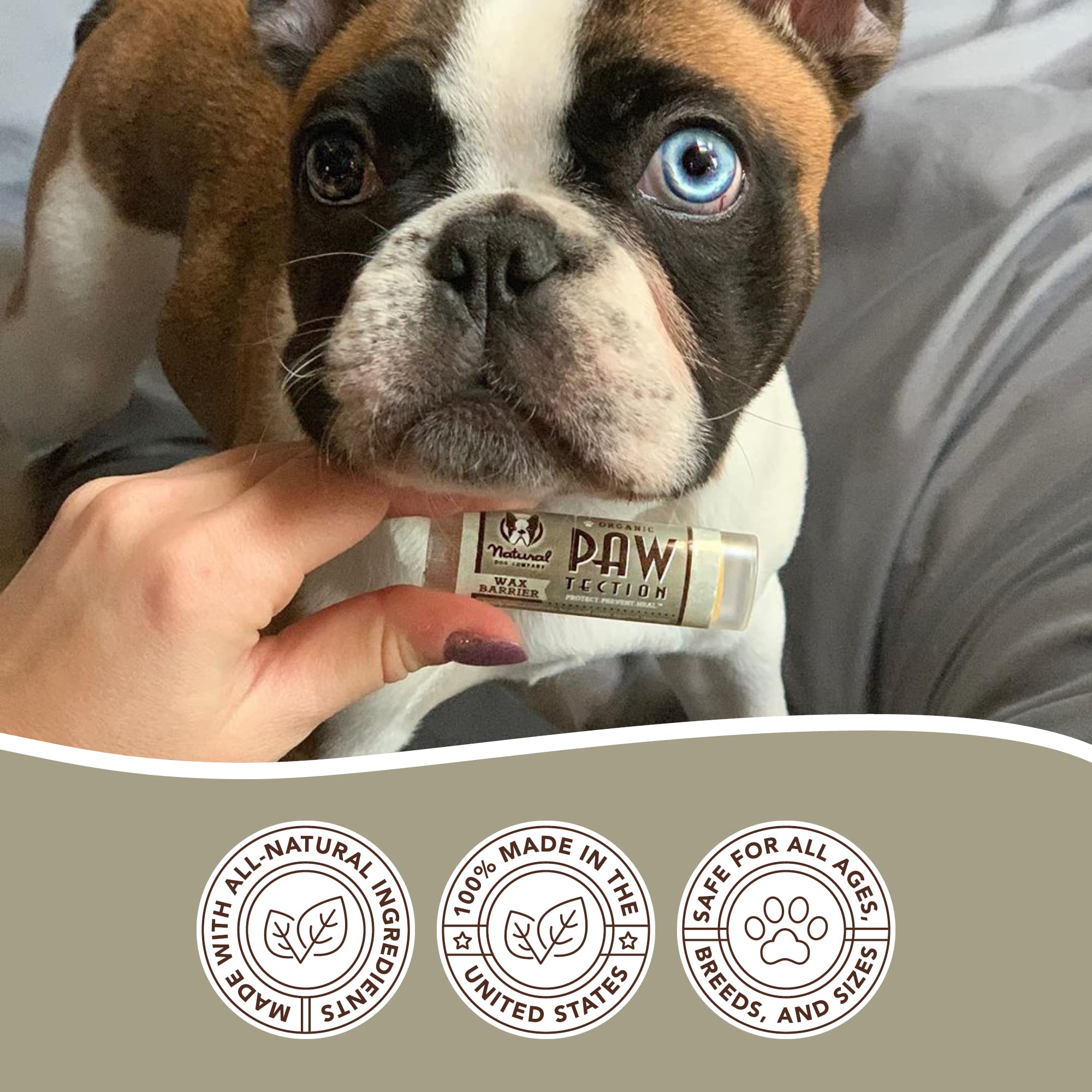 Natural Dog Company PawTection Balm for Dogs, Dog Paw Protector, Moisturizing Dog Paw Balm for Dry, Cracked Pad, Protects Paw from Extreme Weather, Paw Lotion for Allergies & Itching (0.15 oz Stick) -Like New