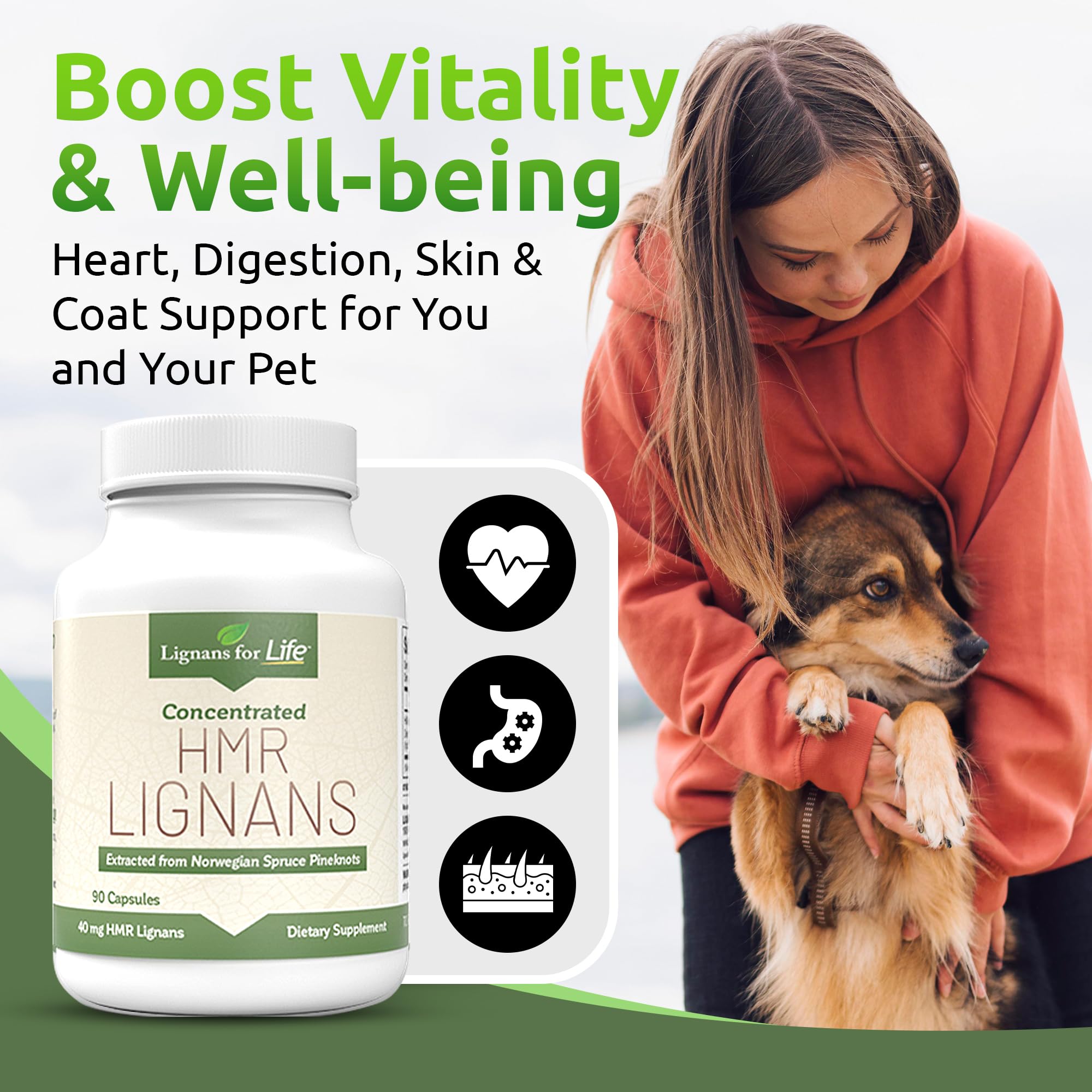 Lignans For Life HMR Lignans for Dogs I Vitamin for Healthy Pet | Wellness Supplement | Nutritional - 90 Capsules I 40mg