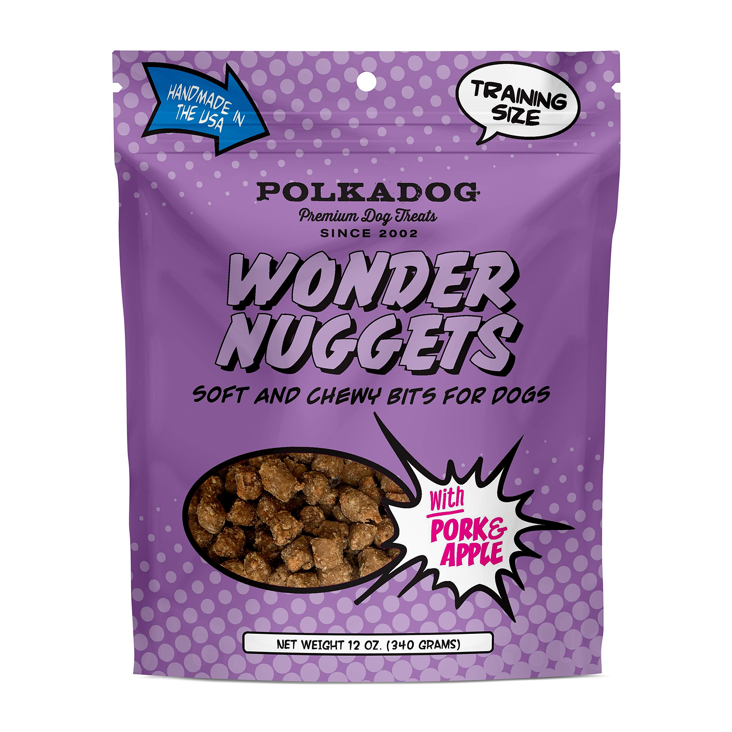 Polkadog Pork & Apple Wonder Nuggets Dog Treats - All-Natural Pet Training Treats for Dogs - Healthy, Handmade Puppy Snacks - Bi