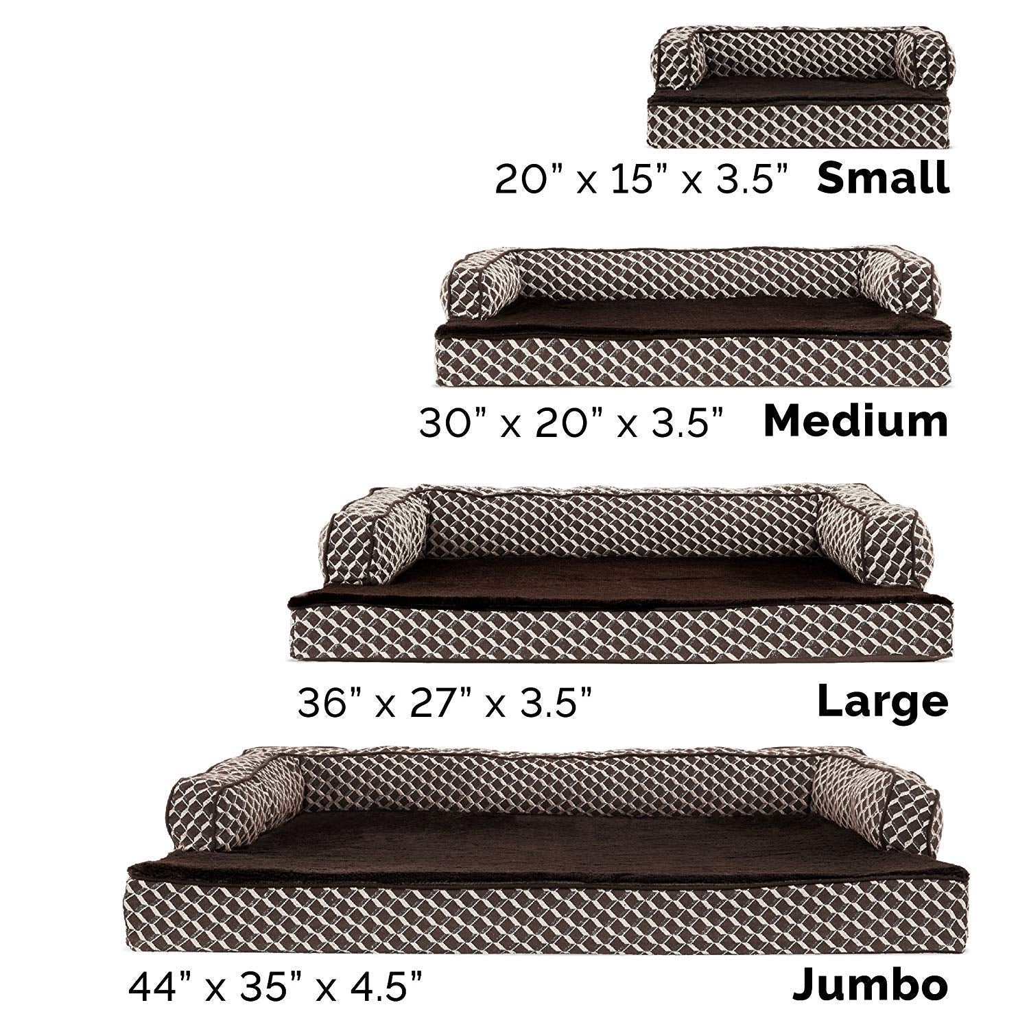 Furhaven Orthopedic Dog Bed for Large/Medium Dogs w/ Removable Bolsters & Washable Cover, For Dogs Up to 55 lbs - Plush & Woven