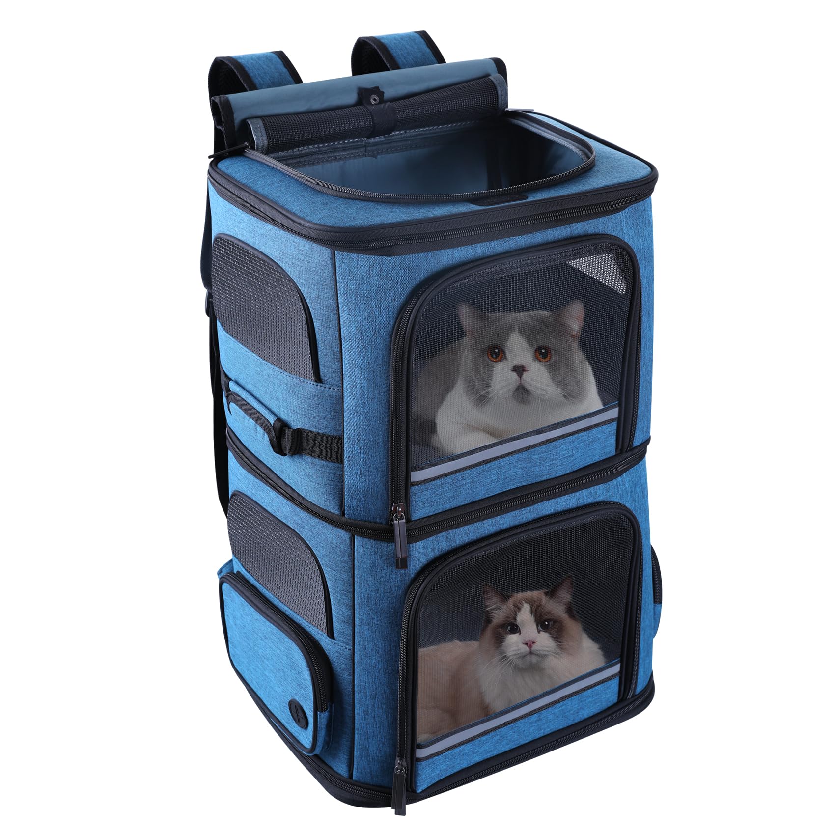 Double Cat Carrier For 2 Cats,Dog Backpack Carrier For Medium Dogs,Double Compartment Pet Carrier Backpack For Dual Pets,For Out