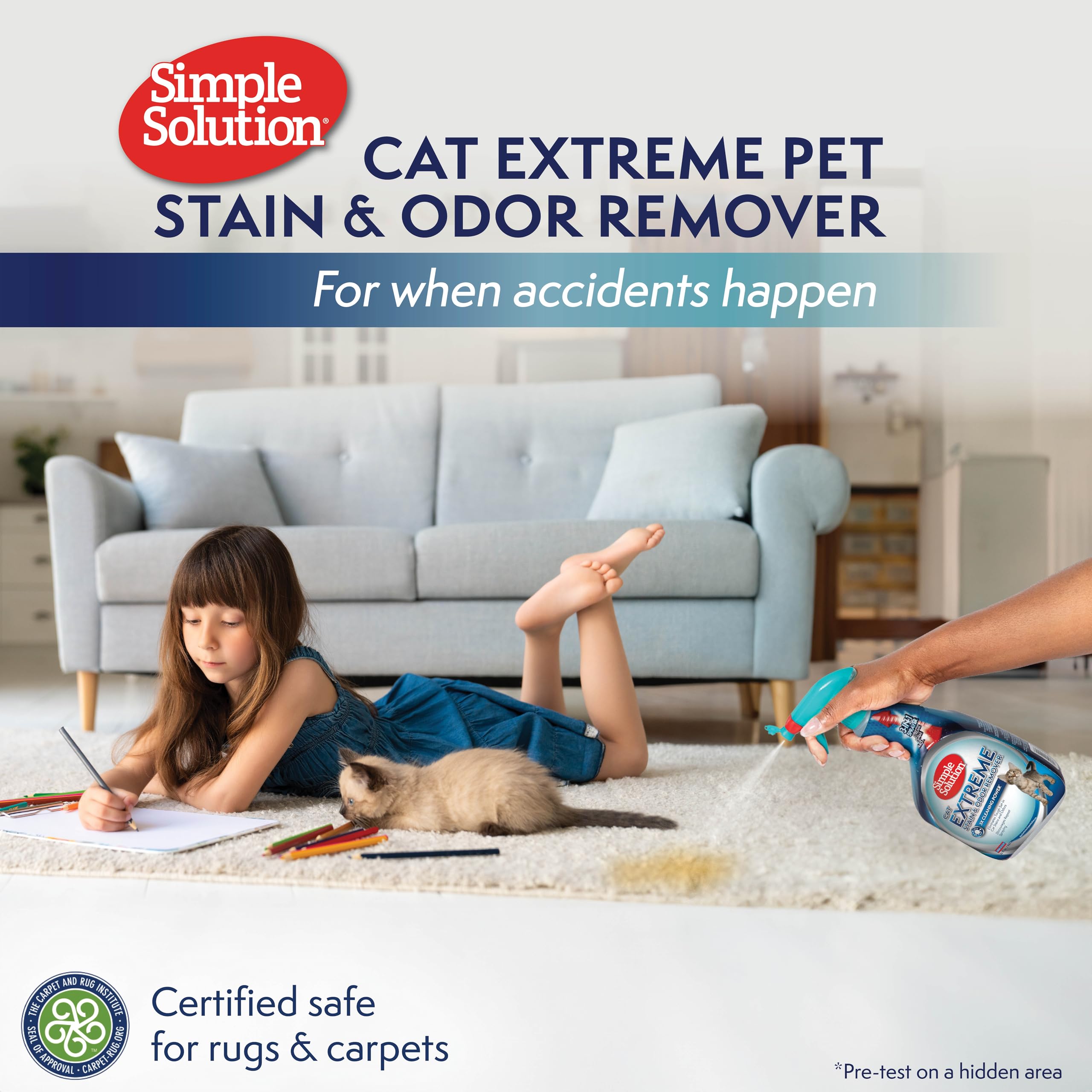 Simple Solution Extreme Pet Stain And Odor Eliminator Spray For Dogs & Cats, Enzyme Cleaner With 3X Pro-Bacteria Cleaning Power-