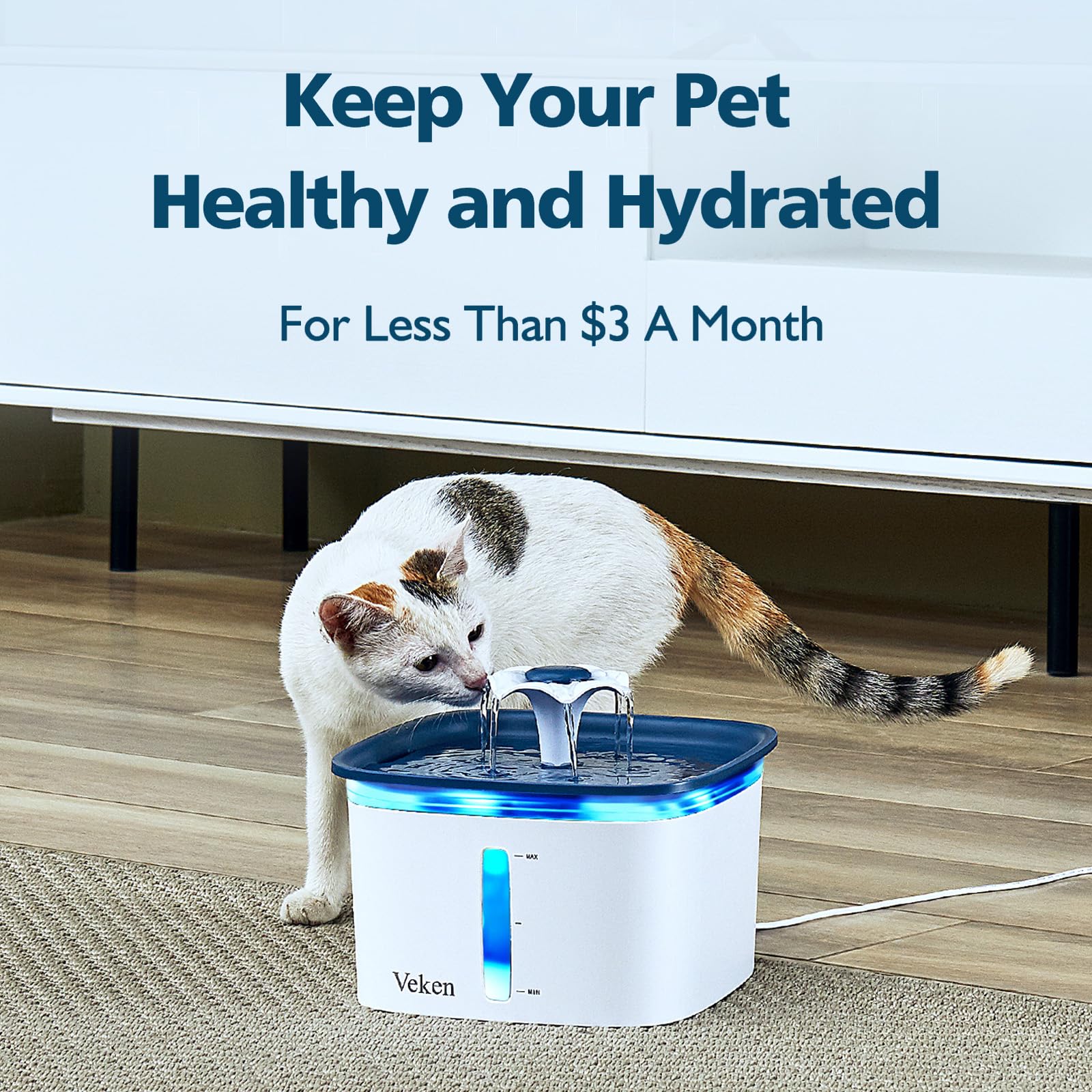 Veken Cat Water Fountain Filter, Classic 12 Pack Replacement Filters & 12 Pack Replacement Pre-Filter Sponges For 67Oz, 95Oz, 13