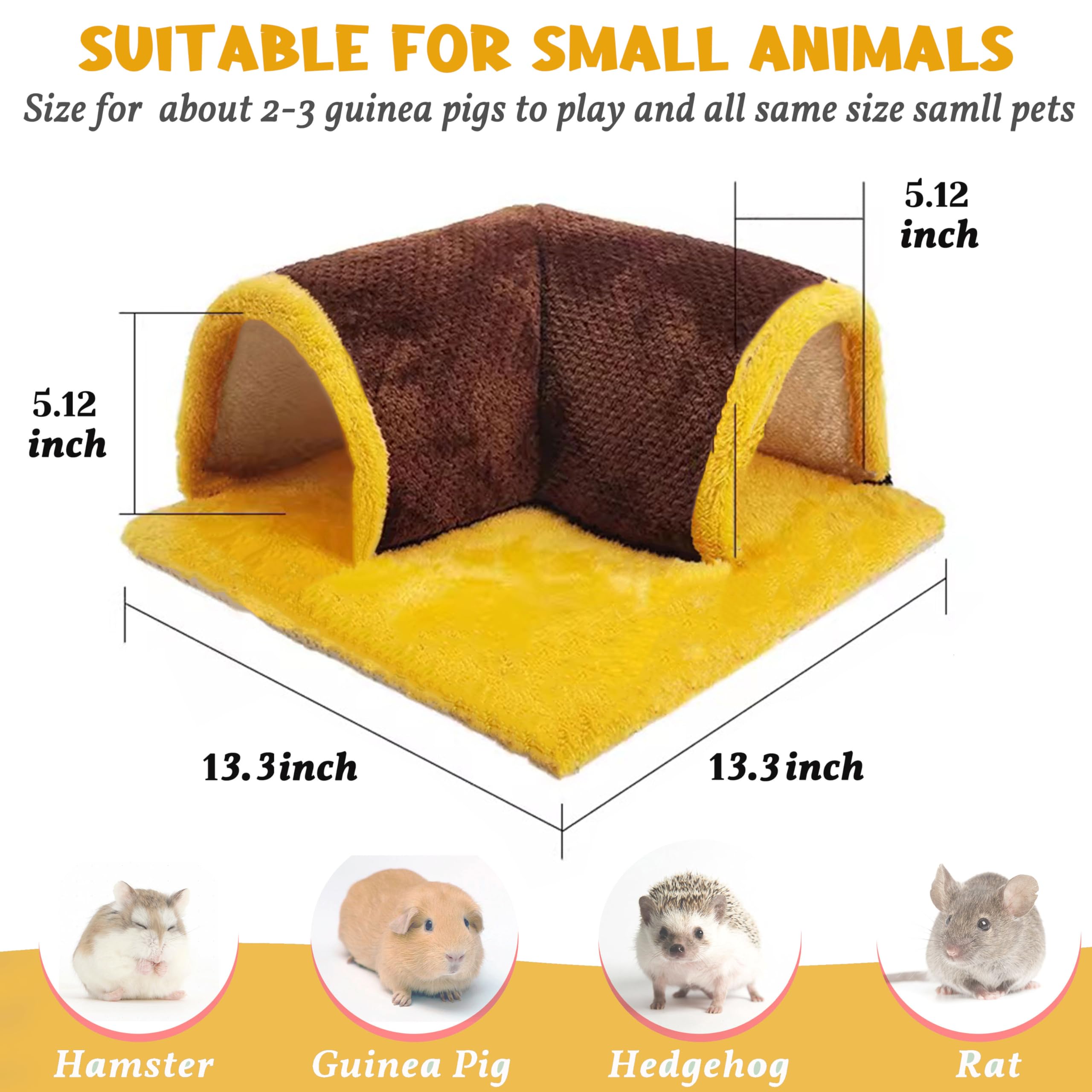 Jevnd Warm Guinea Pig Hideout Tunnel Bed, Soft Removable Guinea Pig Tunnels And Tubes For Cage Hides Fleece For Rat, Sturdy Smal