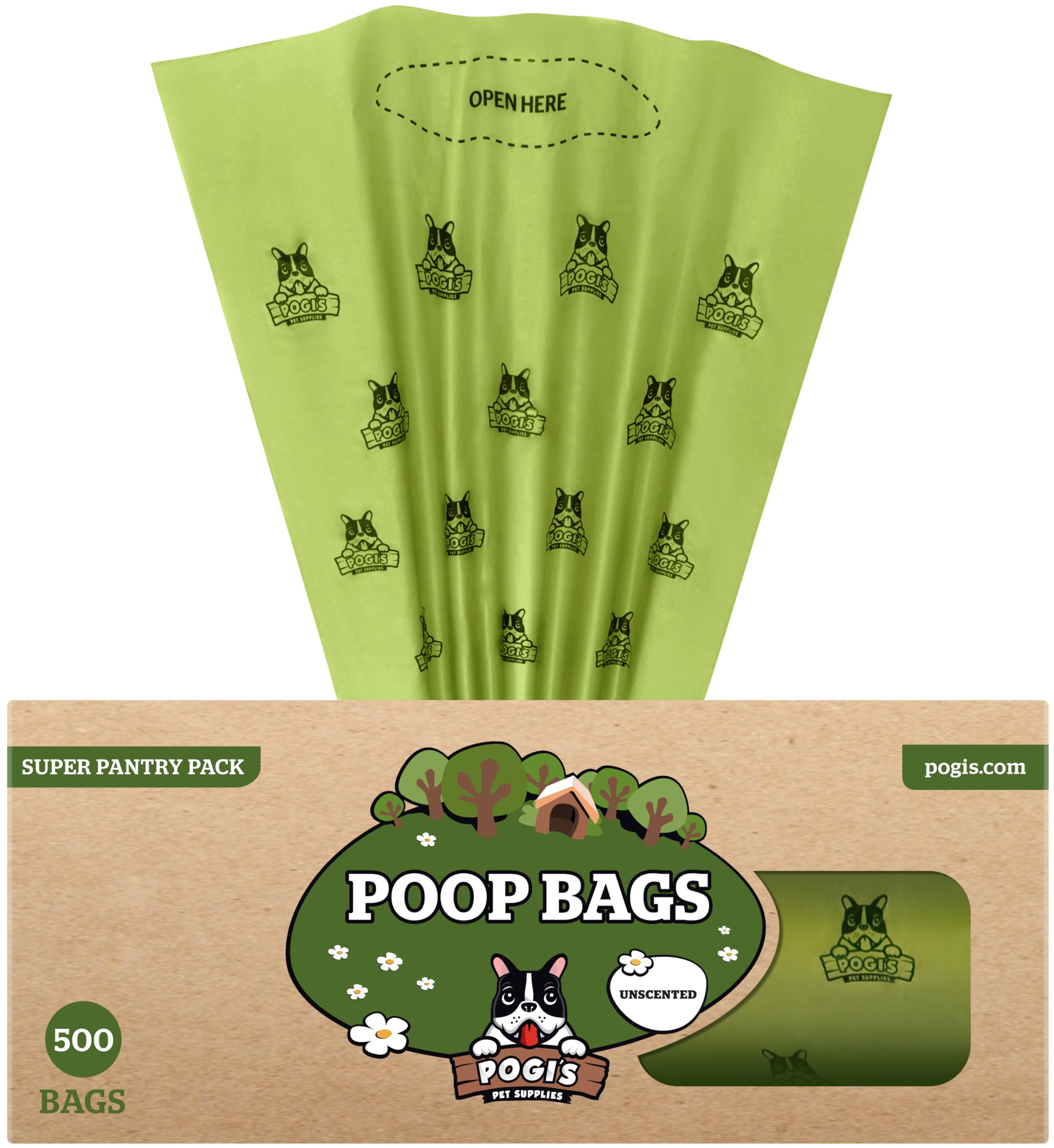 Pogi'S Poop Bags - Large, Leak-Proof Dog Waste Bags For Yard Or Home Use, Unscented (Single Roll, 500-Count)