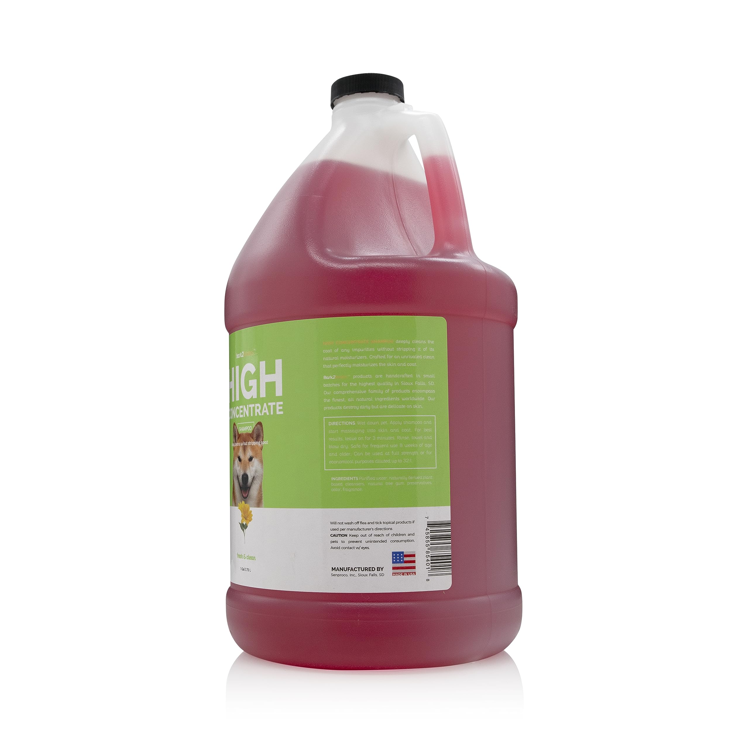 Bark2Basics High Concentrate Dog Shampoo, 1 Gallon - All Natural Ingredients, Deep Cleaning, 32:1 Concentration, Fresh Scent, Mo