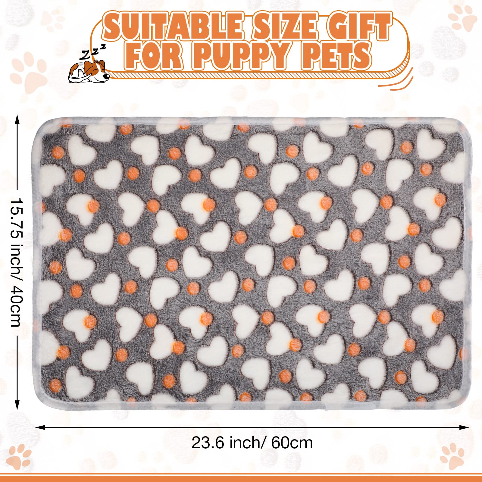 Chumia 18 Pcs Fleece Pet Blanket Soft Warm Sleep Mat Fluffy Cute Puppy Supplies Paw Bone Star Elephant Dot Heart Print Design Be