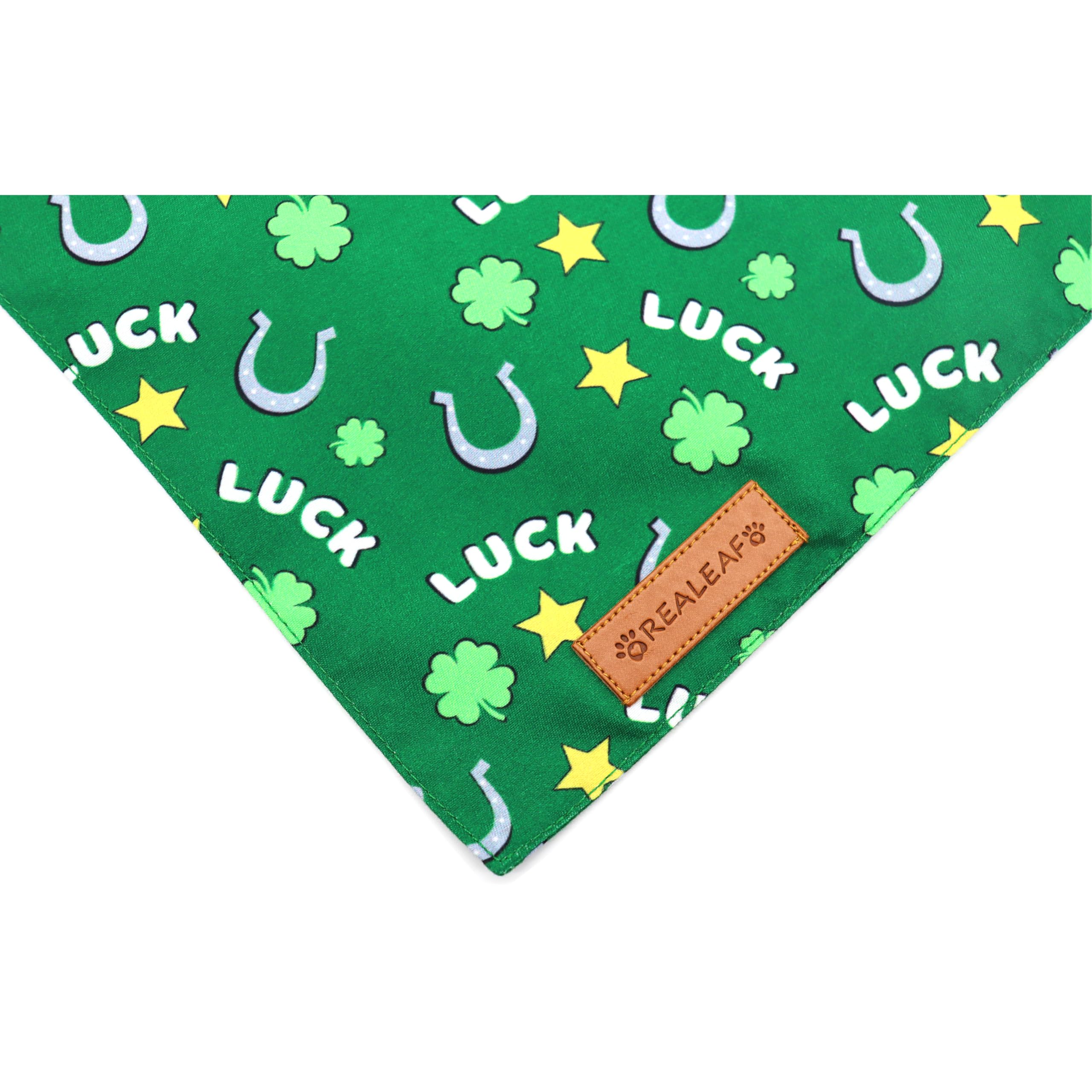 Realeaf St. Patrick'S Day Dog Bandanas 2 Pack, Reversible Green Dog Scarf For Boy And Girl, Premium Durable Fabric, Holiday Band