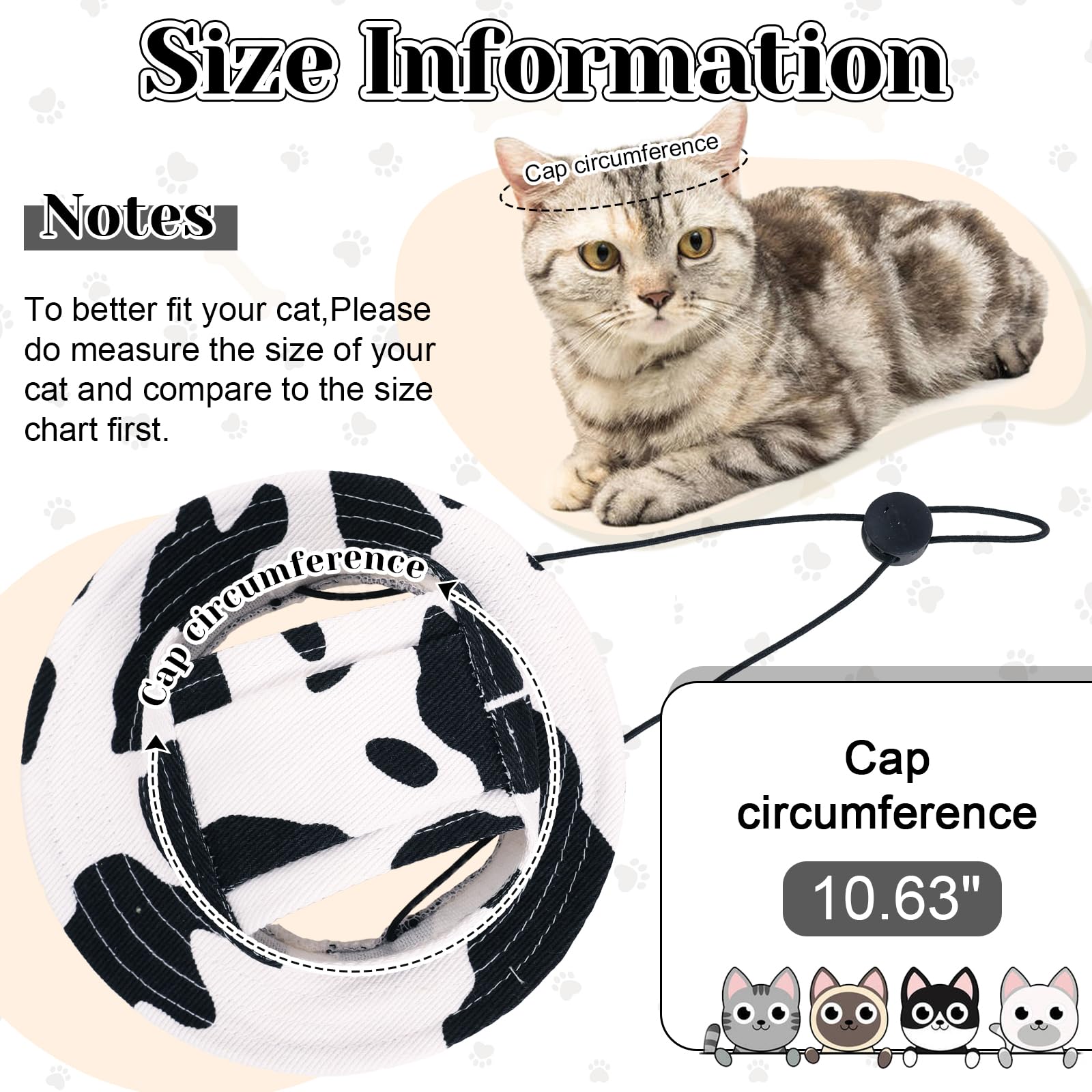 Qbleev Cat Hats For Cats Only, Sphynx Hat With Ear Hole, Hairless Cat Cowboy Hats For Birthday Party Halloween, Kitten Headwear