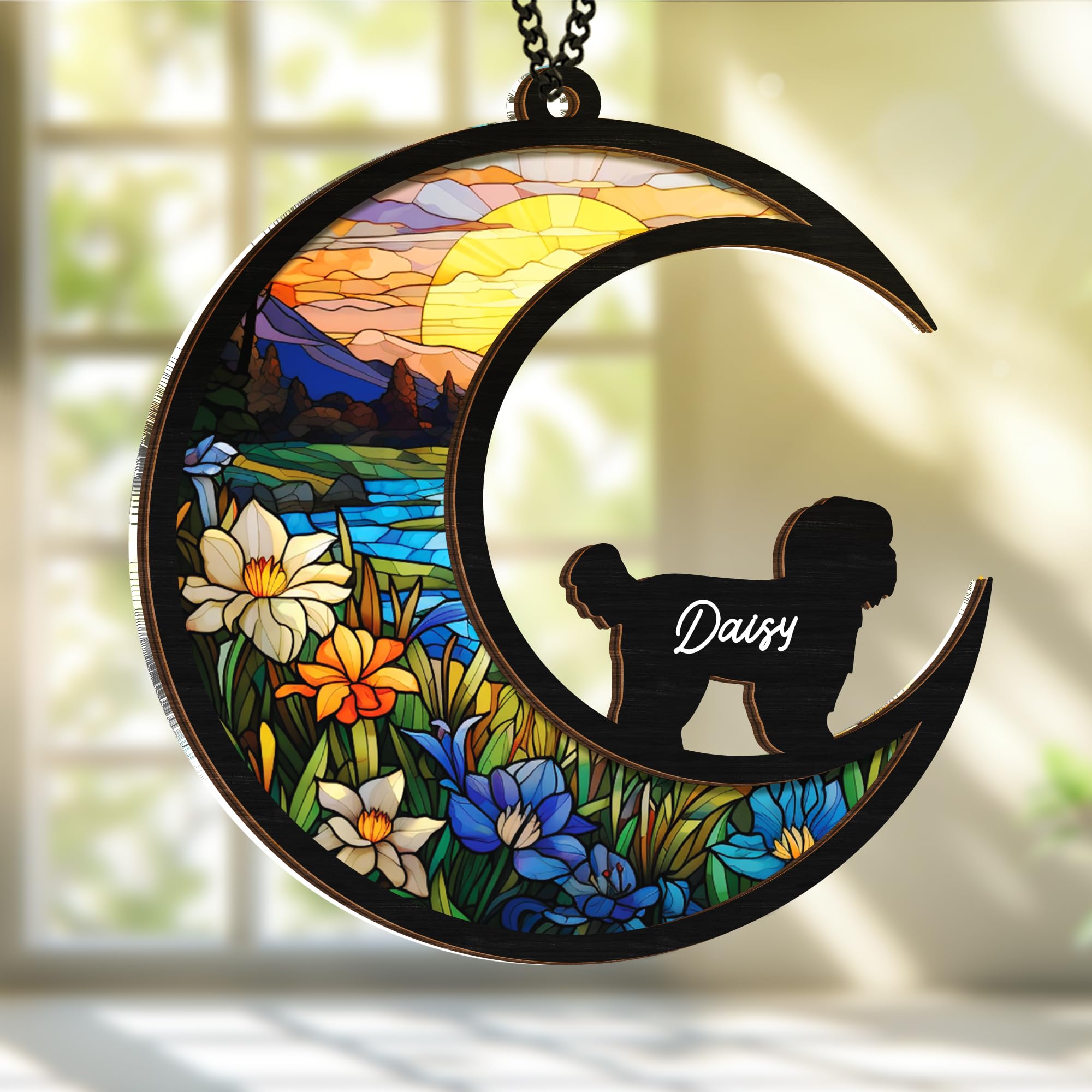 6'' Shih Tzu Dog Memorial Suncatcher Personalized Name Dog Breed Pet Ornament Window Car Hanging Sympathy Gift For Loss Of Pet P