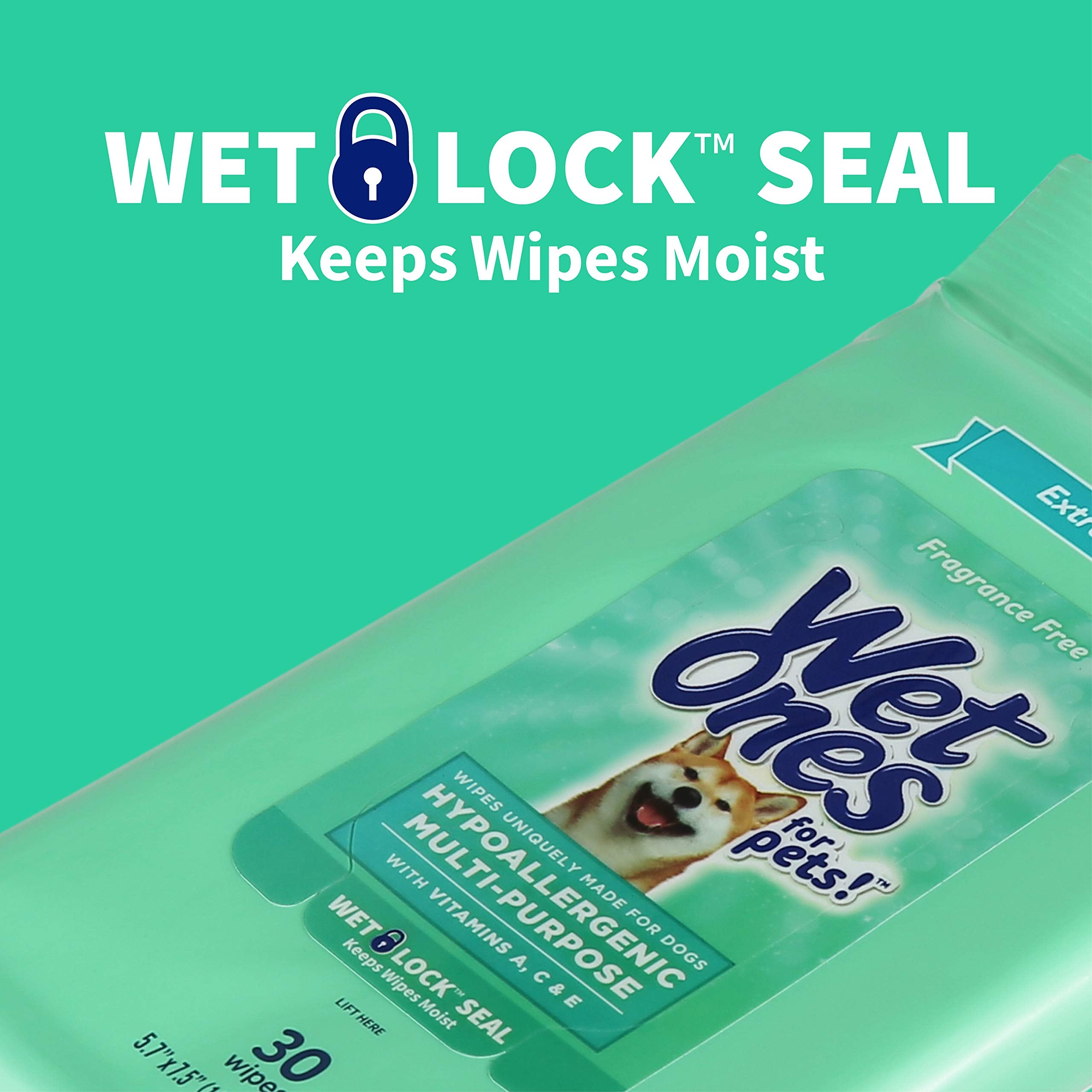 Wet Ones For Pets Multi-Purpose Dog Wipes With Vitamins A, C + E - Fragrance-Free Dog Wipes For All Dogs Wipes With Wet Lock Sea