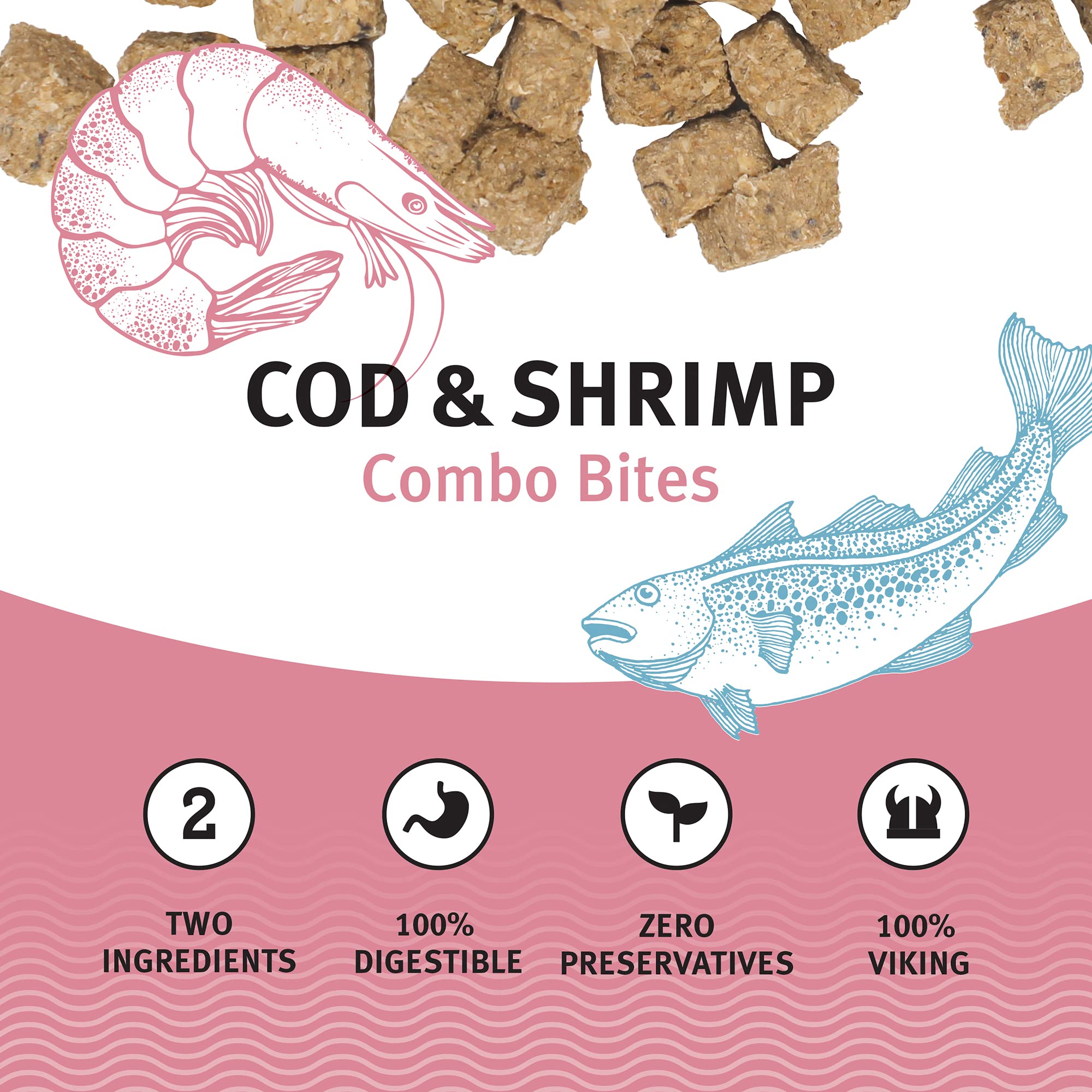 Icelandic  Cod and Shrimp Combo Bites Fish Dog Treat 3.52-Oz Bag
