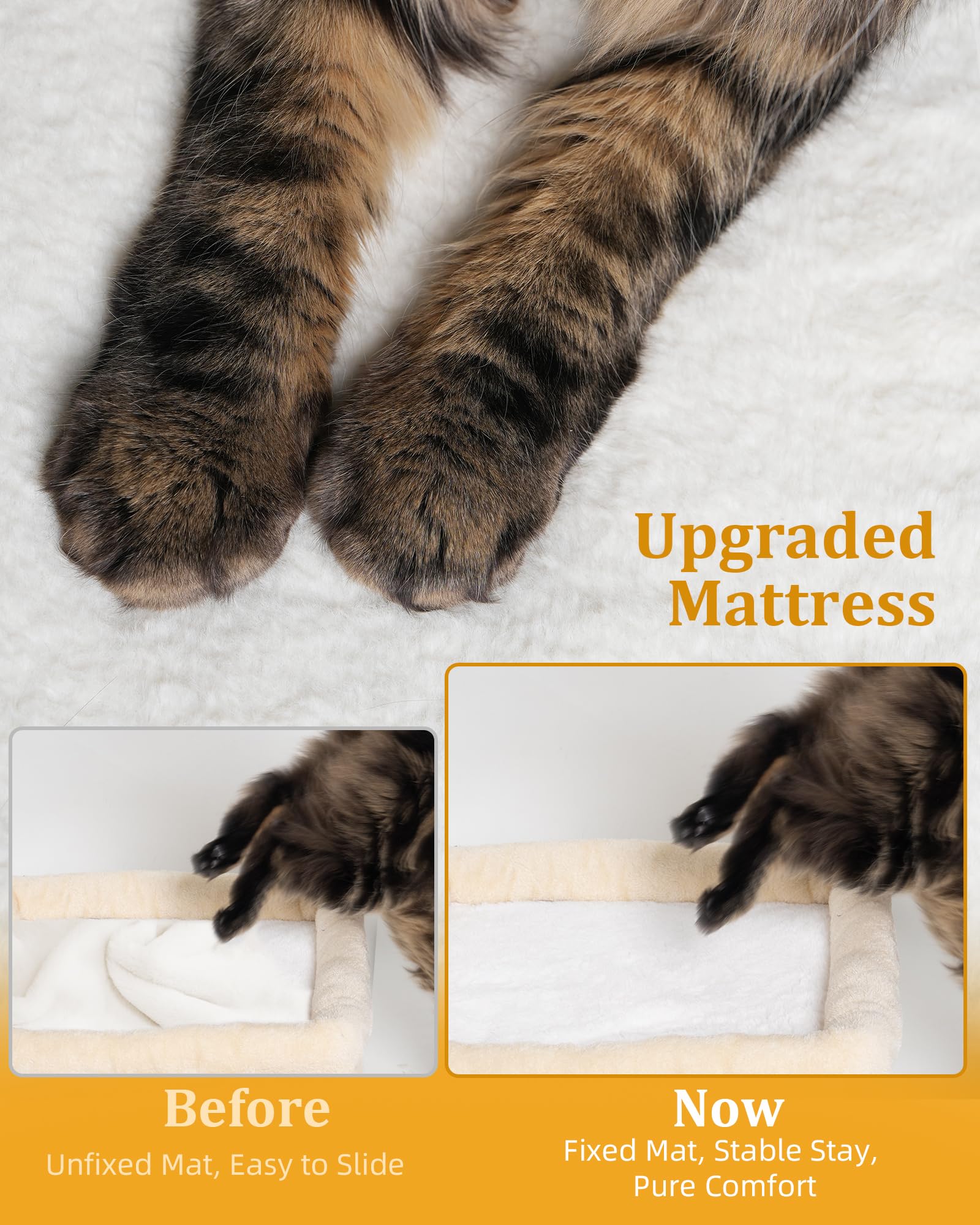 Aechonow 14In Cat Tree Tower With Large Perch, 20 * 16.5 Inch Top Bed For Adult Cats, Scratching Post With Bed For Kittens, Beig