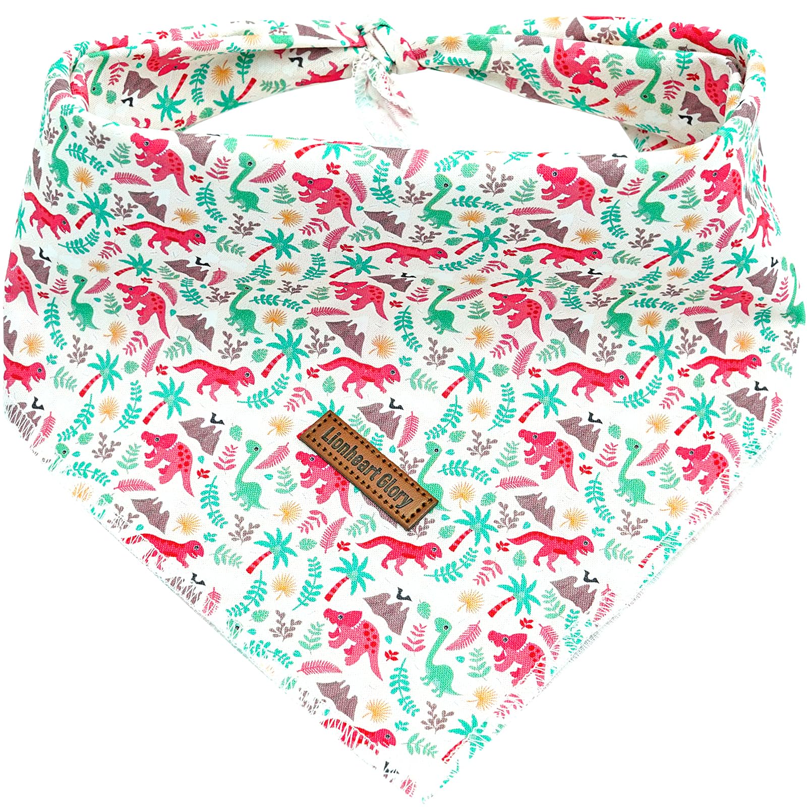 Lionheart Glory Dog Bandana Scarf, Washable Soft Comfortable, Square Adjustable Dinosaurs Spring/Summer Bandana For Small Dogs