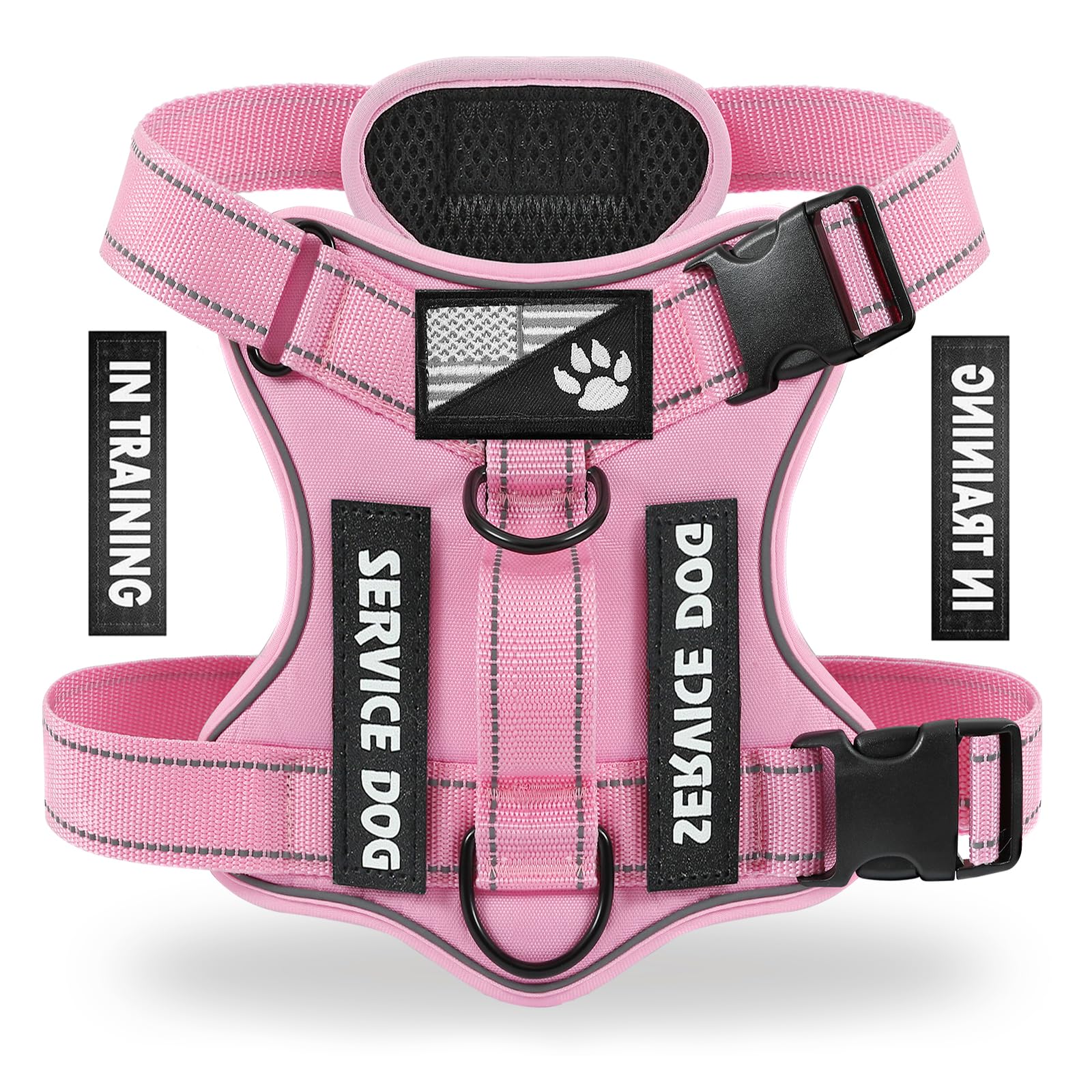 Demigreat Reflective Dog Vest Harness With 5 Pcs Patches, Adjustable Soft Oxford Pet Harness, Inner Layer Mesh, Prevent Pulling 