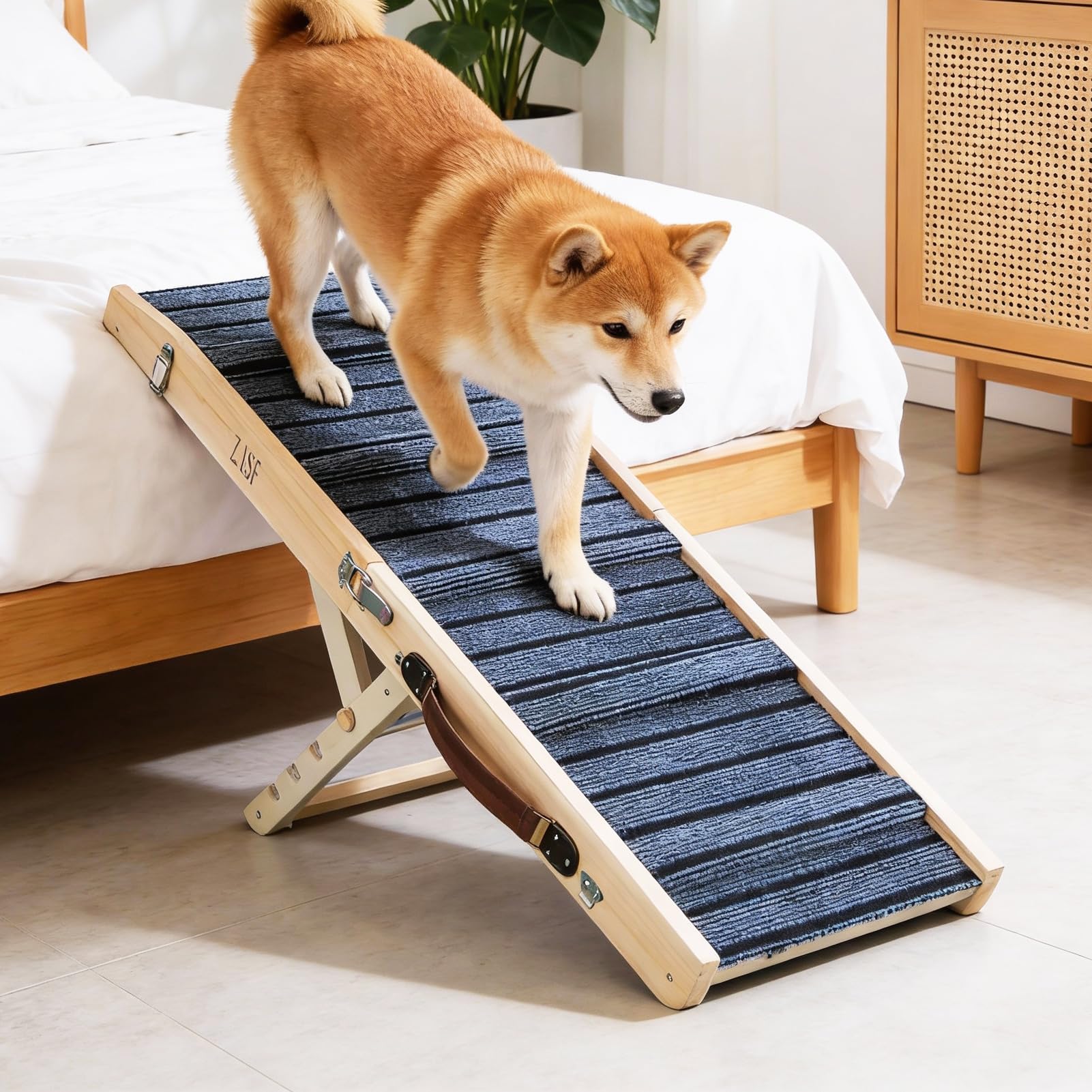 ZJSF Upgraded Dog Ramp for Bed, 33  Long Pet Ramp for Small and Large Dogs, Dog Ramps for High Beds and Cars, High Traction with