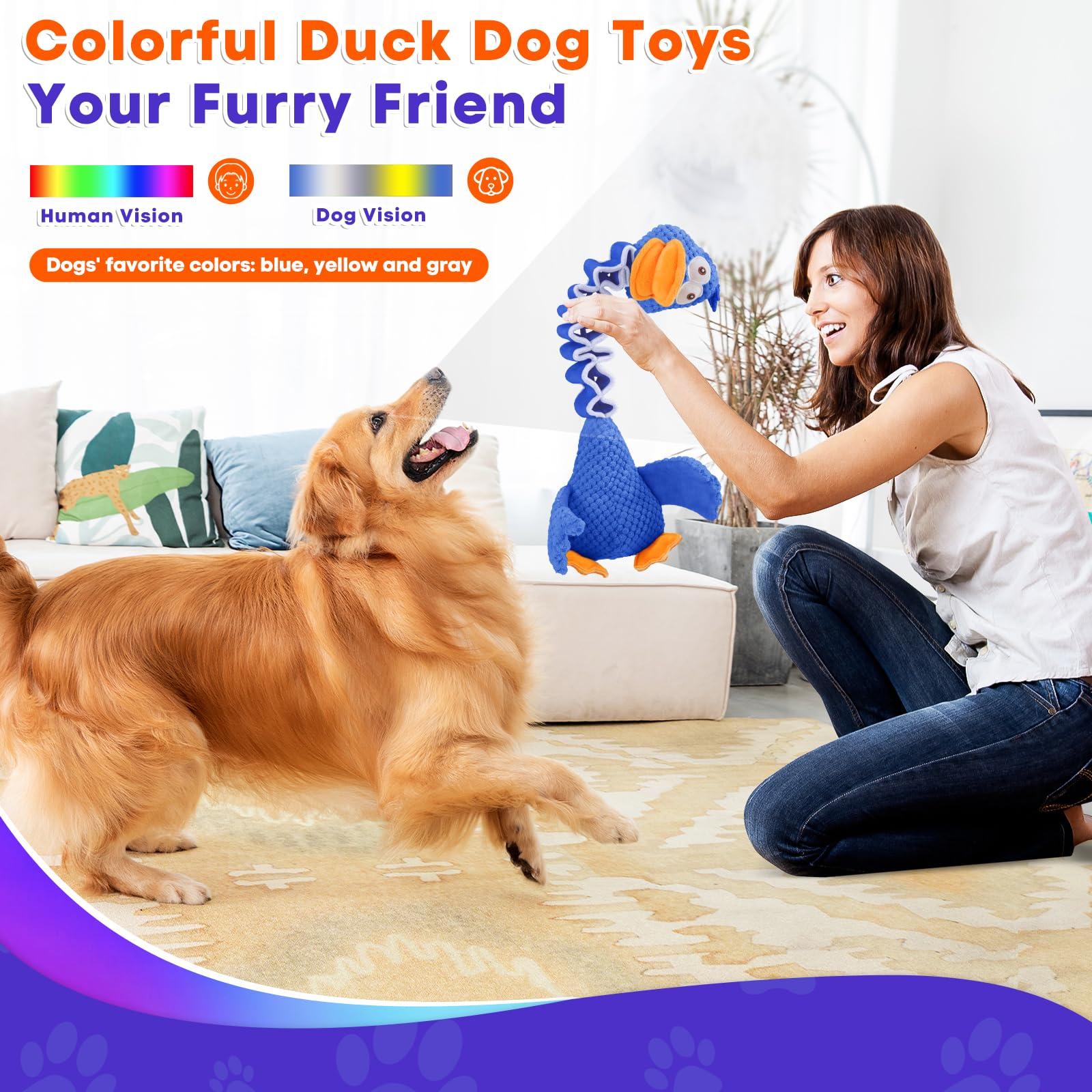 Foxyyds Interactive Puppy Toys, Dogs Toys For Aggressive Chewers, Retractable Tug Of War Dog Toys, Durable Chewing Squeaky Dog T