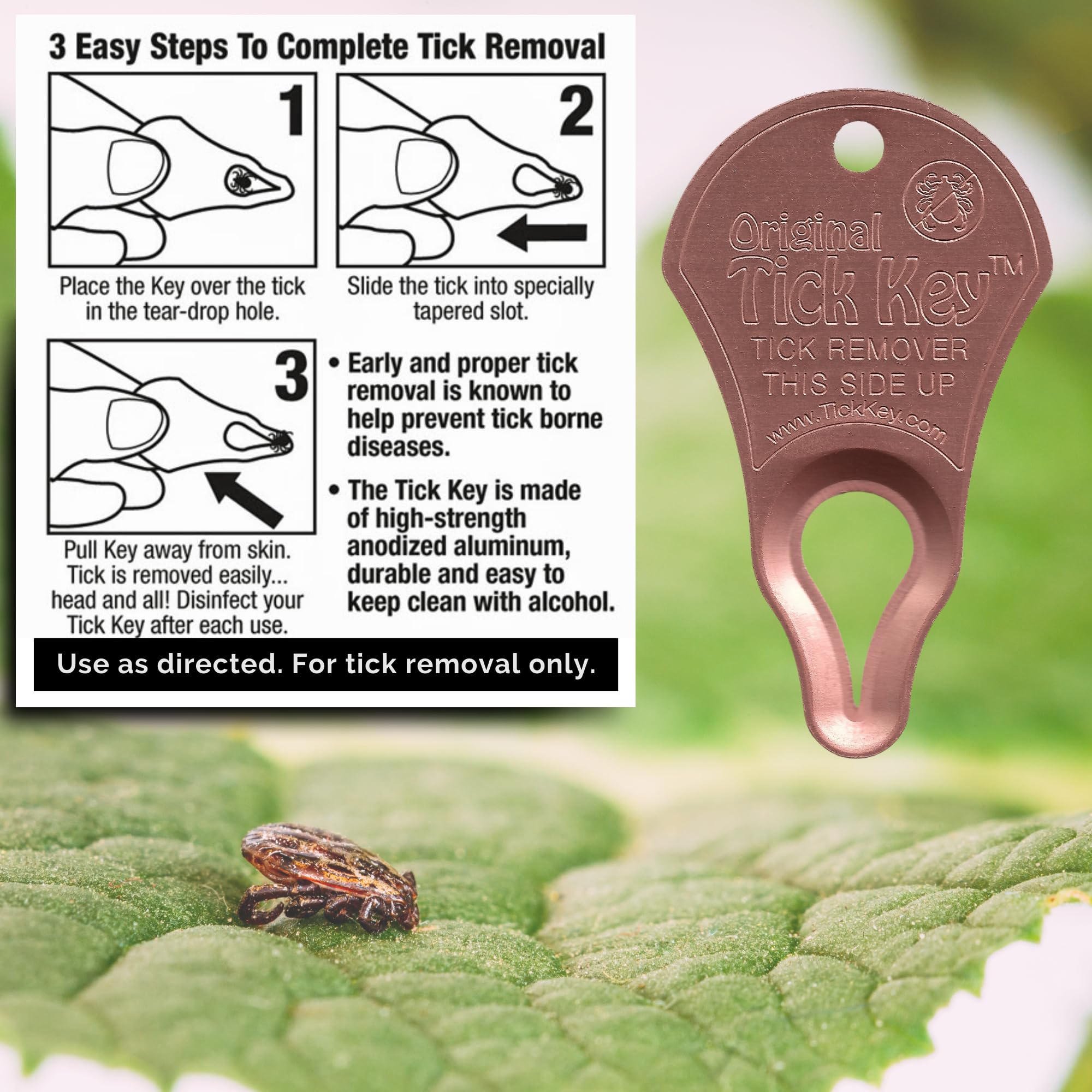 The Original Tick Key - Tick Detaching Device - Portable, Safe and Highly Effective Tick Detaching Tool (Copper)